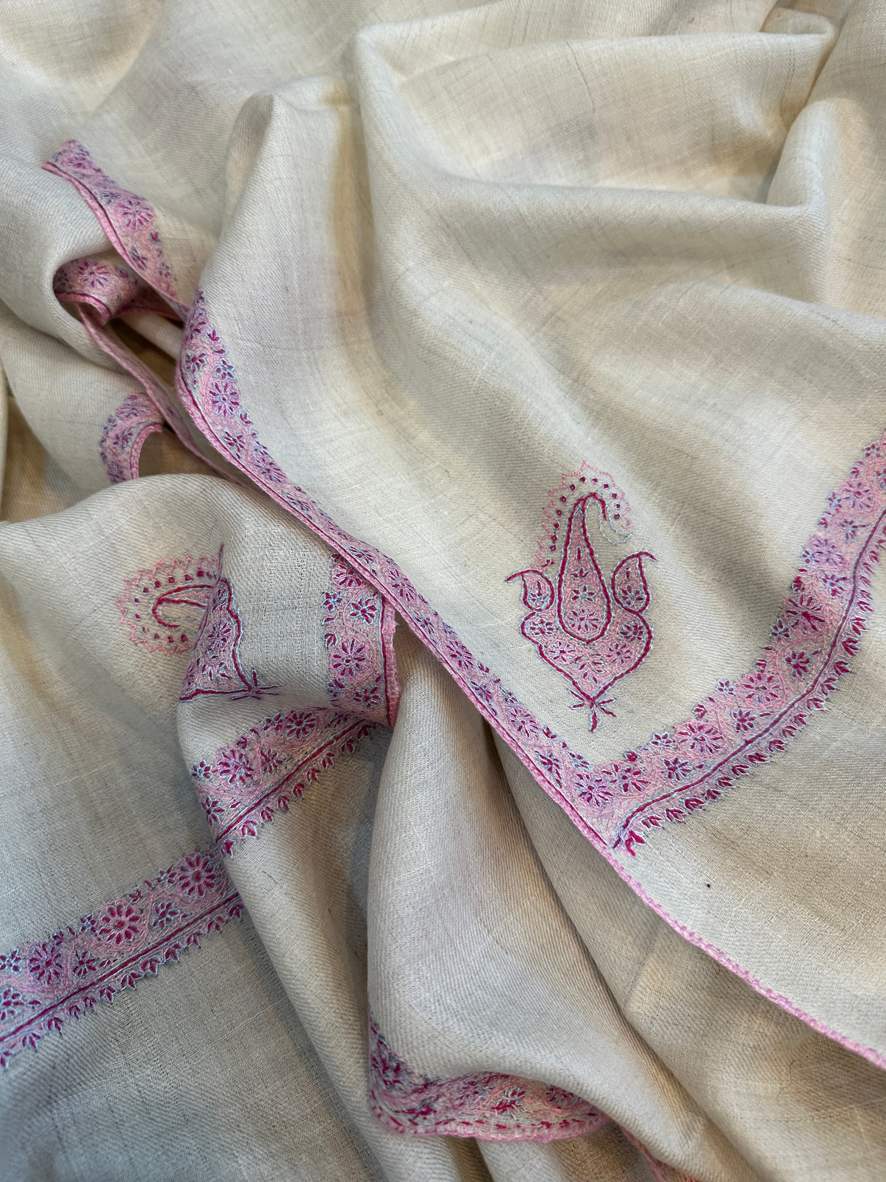 Ivory Blossom Pashmina Shawl