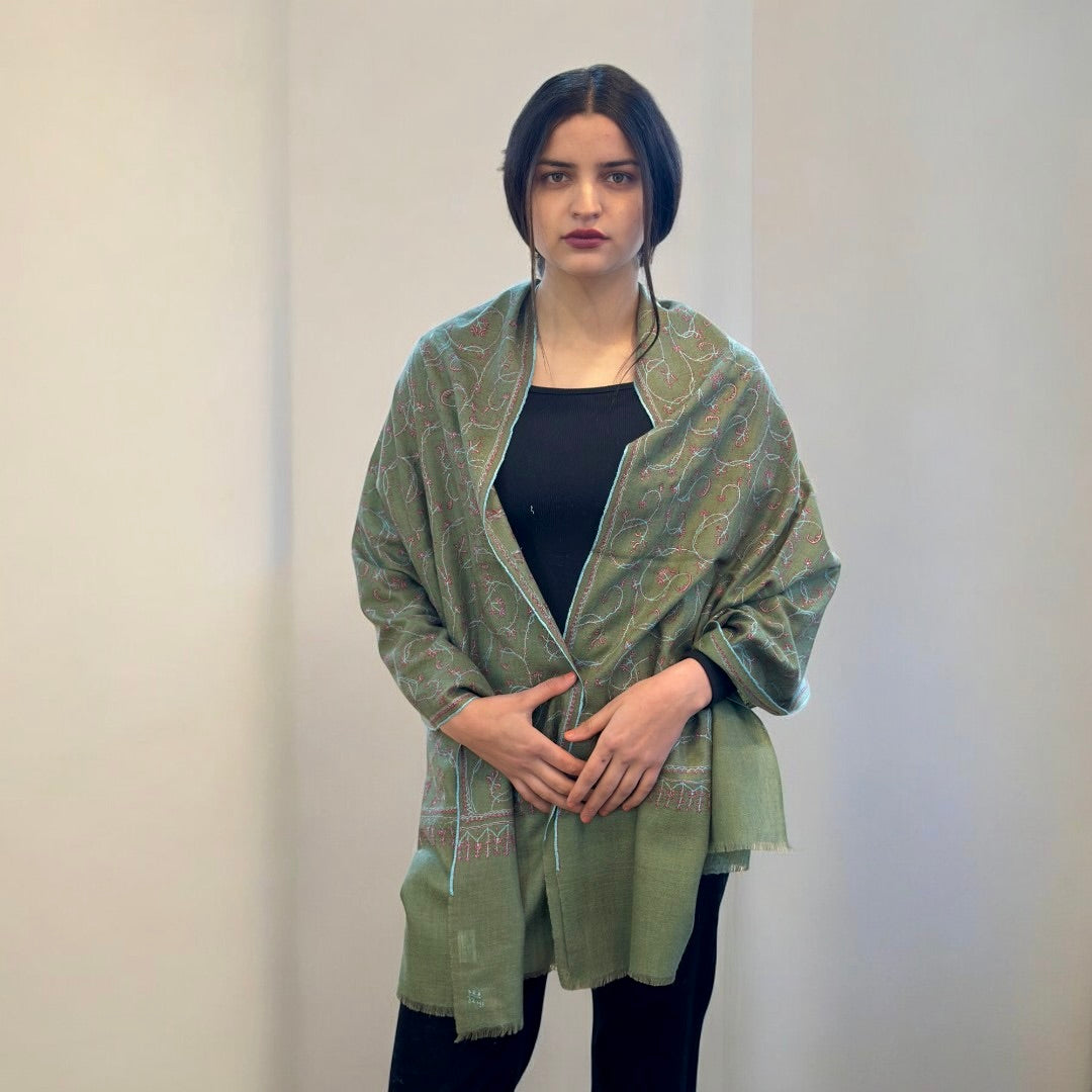 Verdant Splendor Handwoven Pashmina