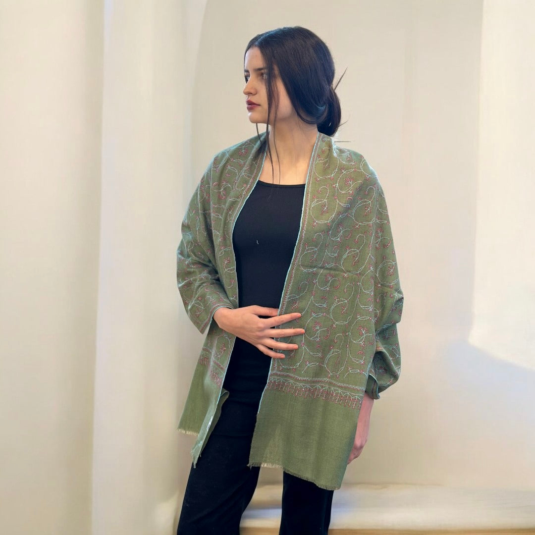 Verdant Splendor Handwoven Pashmina