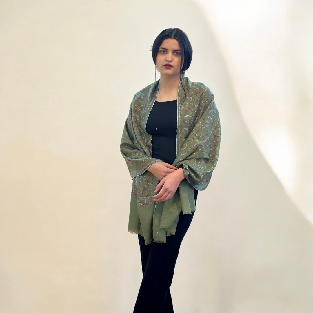 Verdant Splendor Handwoven Pashmina