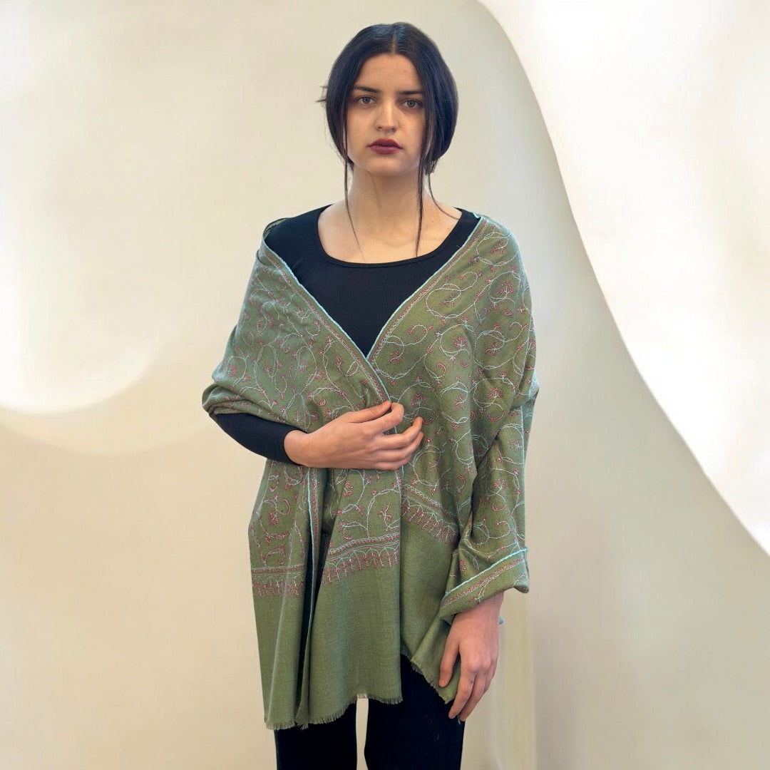 Verdant Splendor Handwoven Pashmina