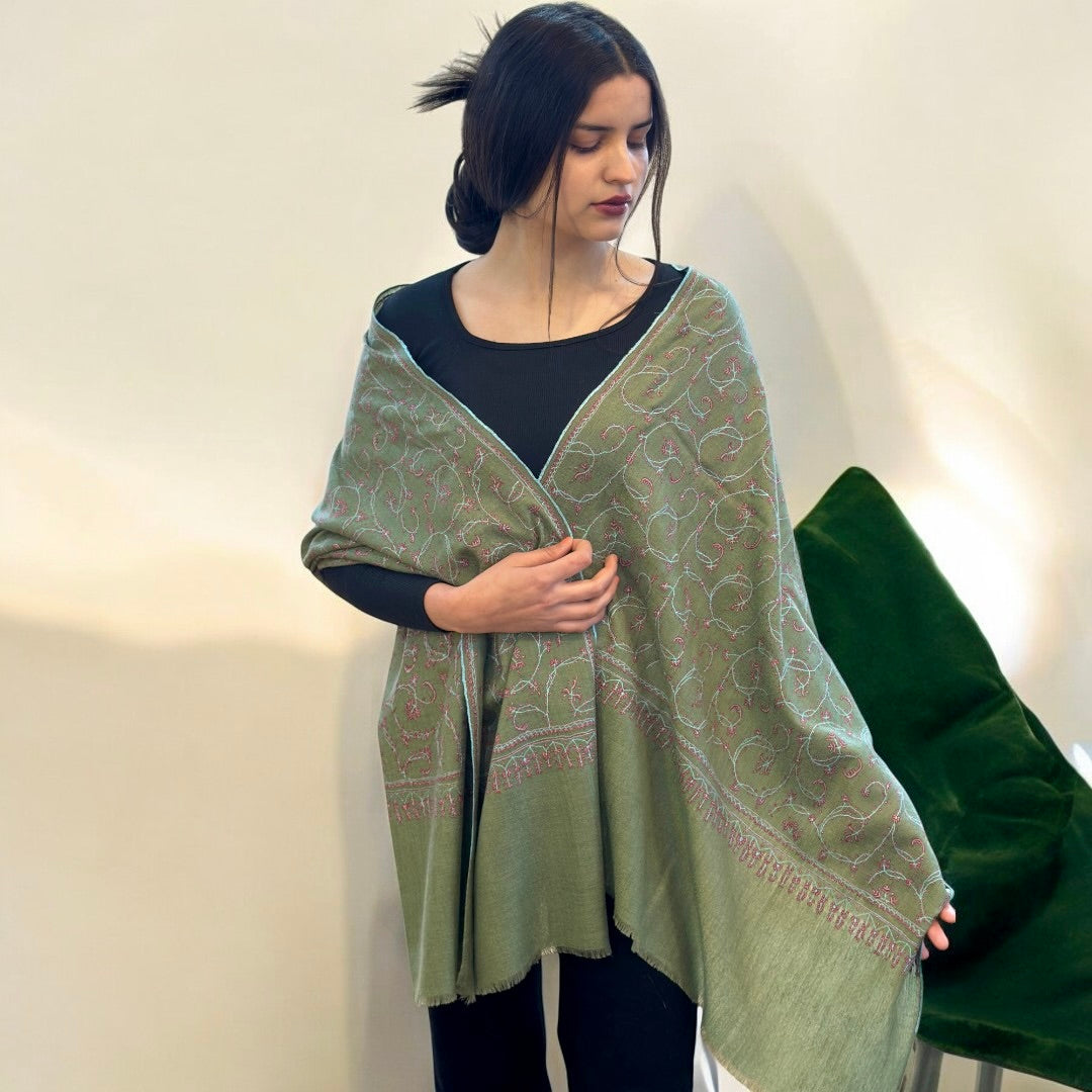 Verdant Splendor Handwoven Pashmina