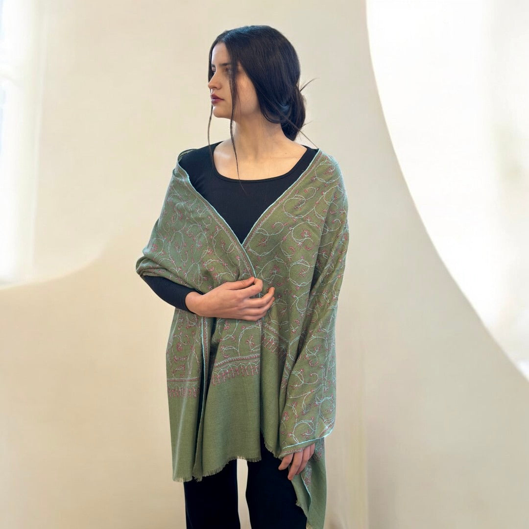 Verdant Splendor Handwoven Pashmina