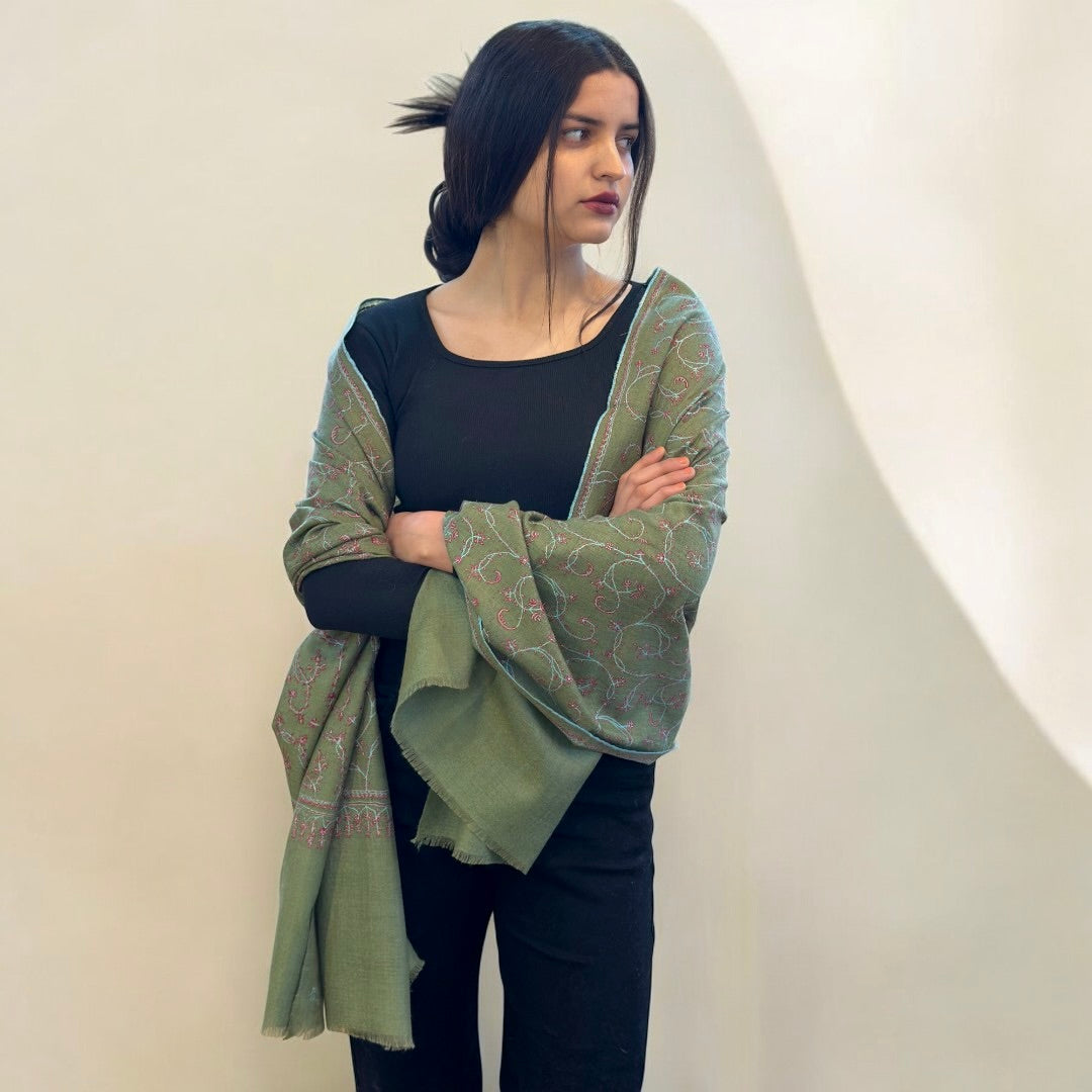 Verdant Splendor Handwoven Pashmina