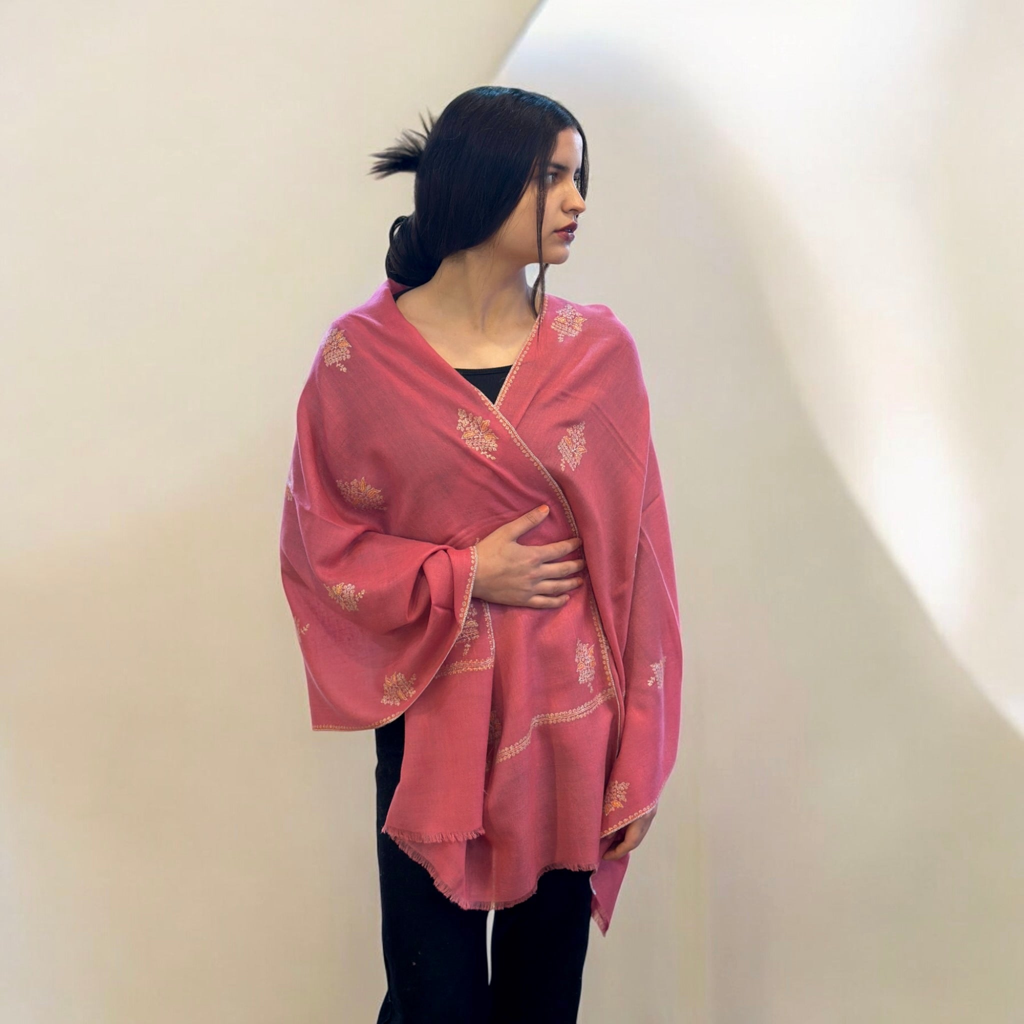 Fuchsia Splendor Buti Dar Pashmina Stole