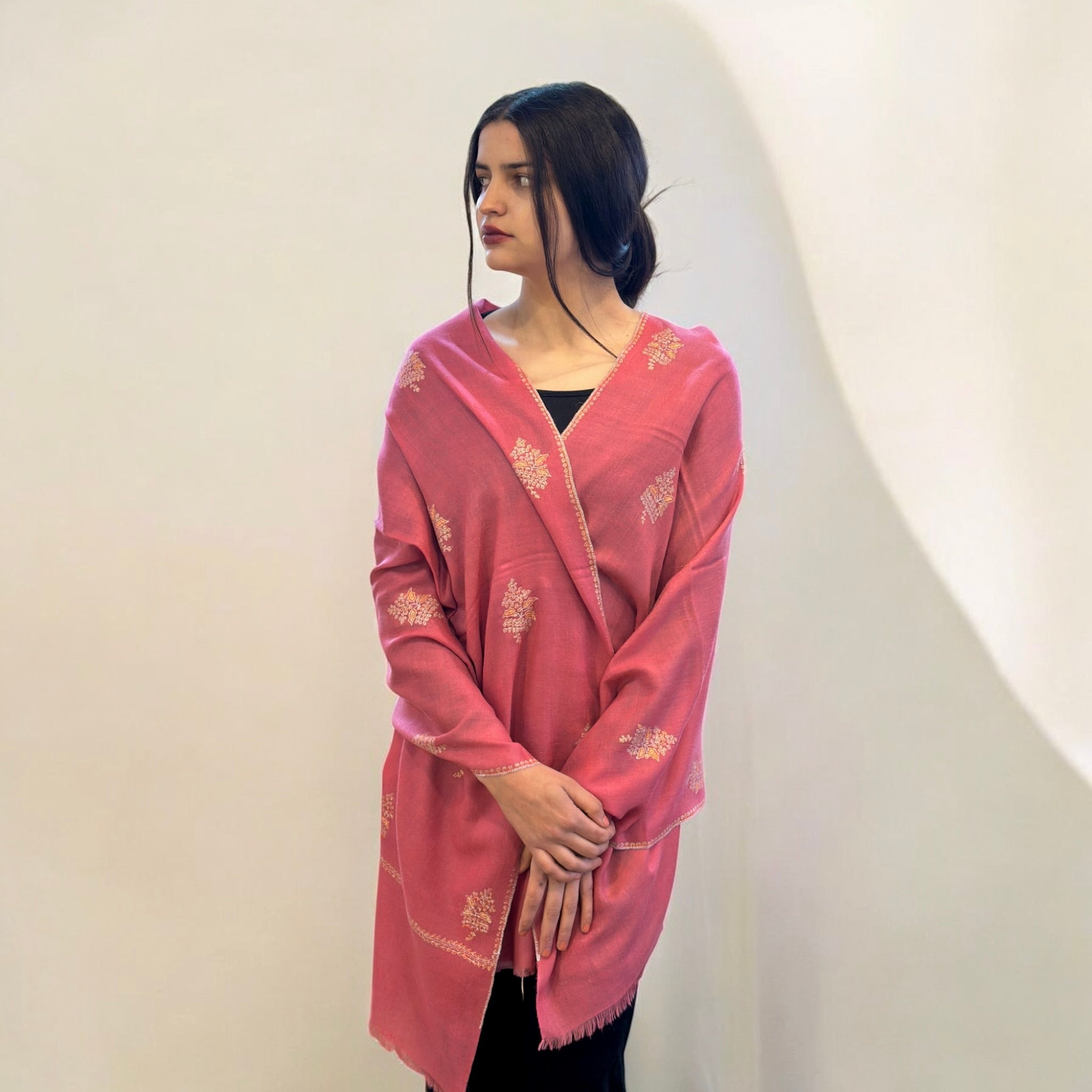 Fuchsia Splendor Buti Dar Pashmina Stole