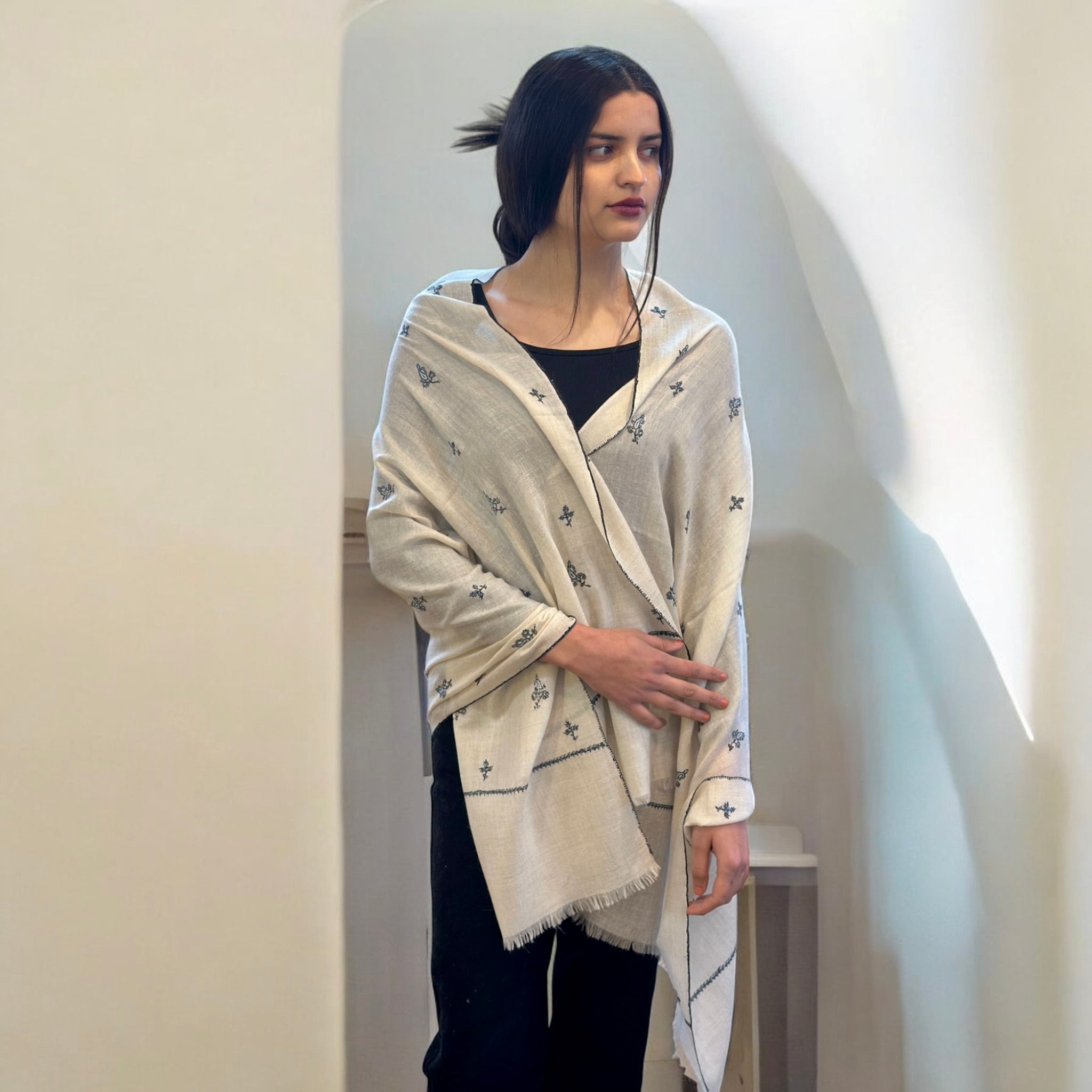 Ivory Elysium Buti Dar Pashmina Stole