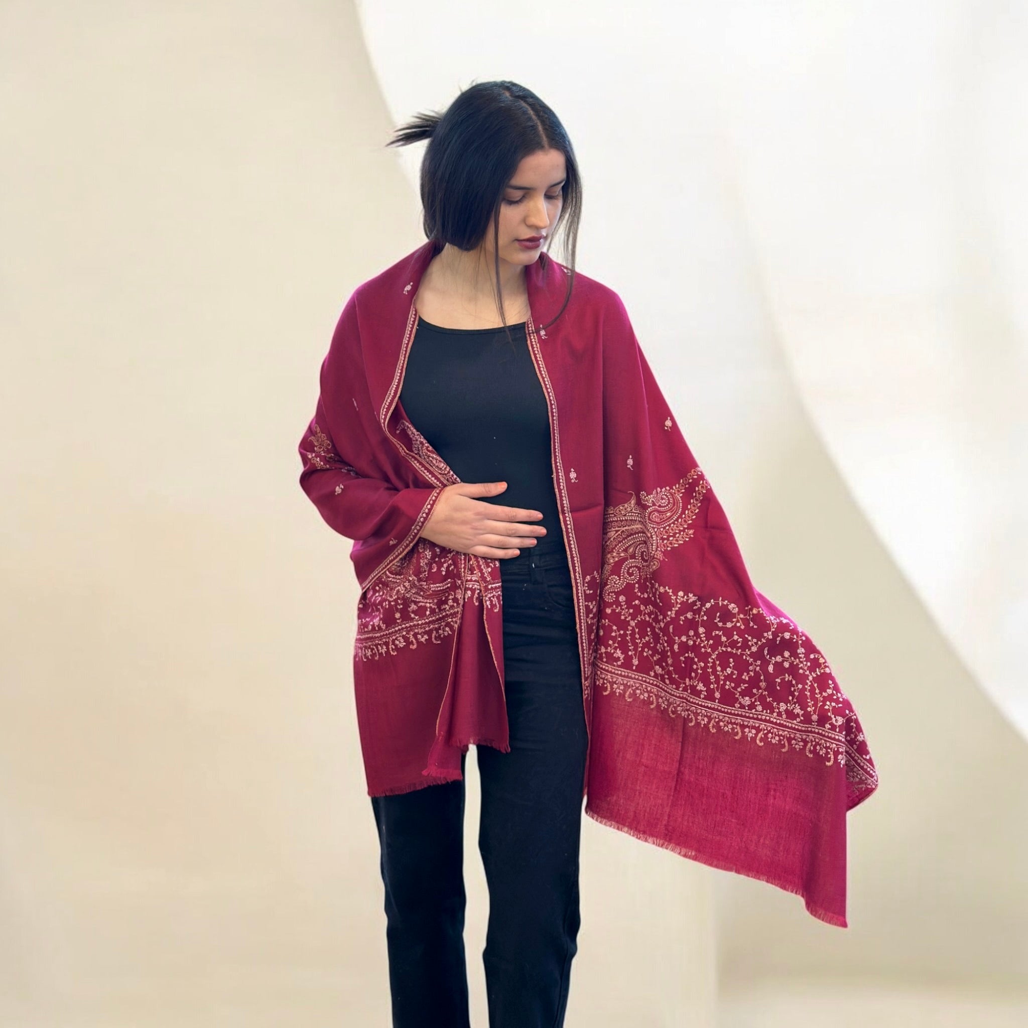 Scarlet Grace Handwoven Pashmina