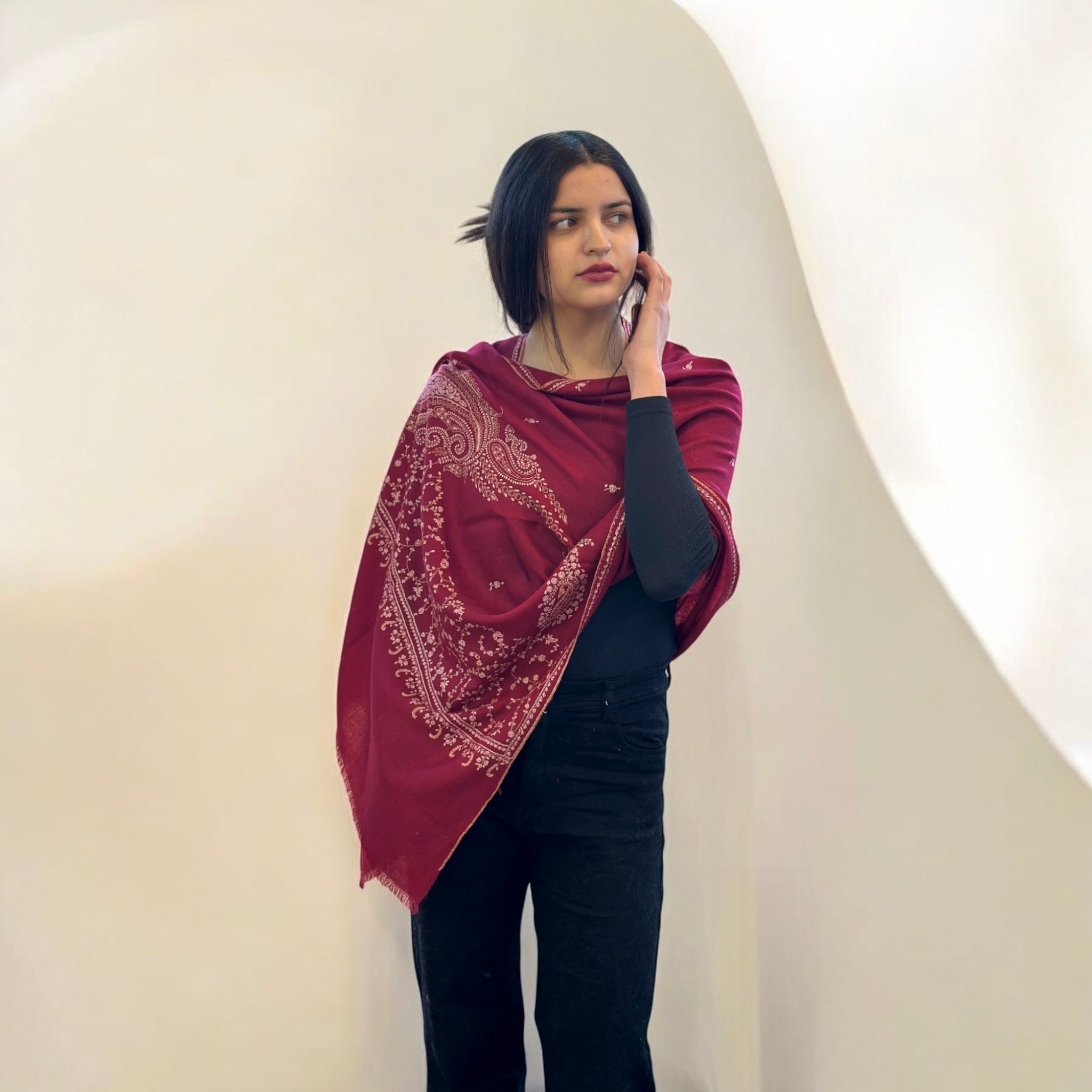 Scarlet Grace Handwoven Pashmina