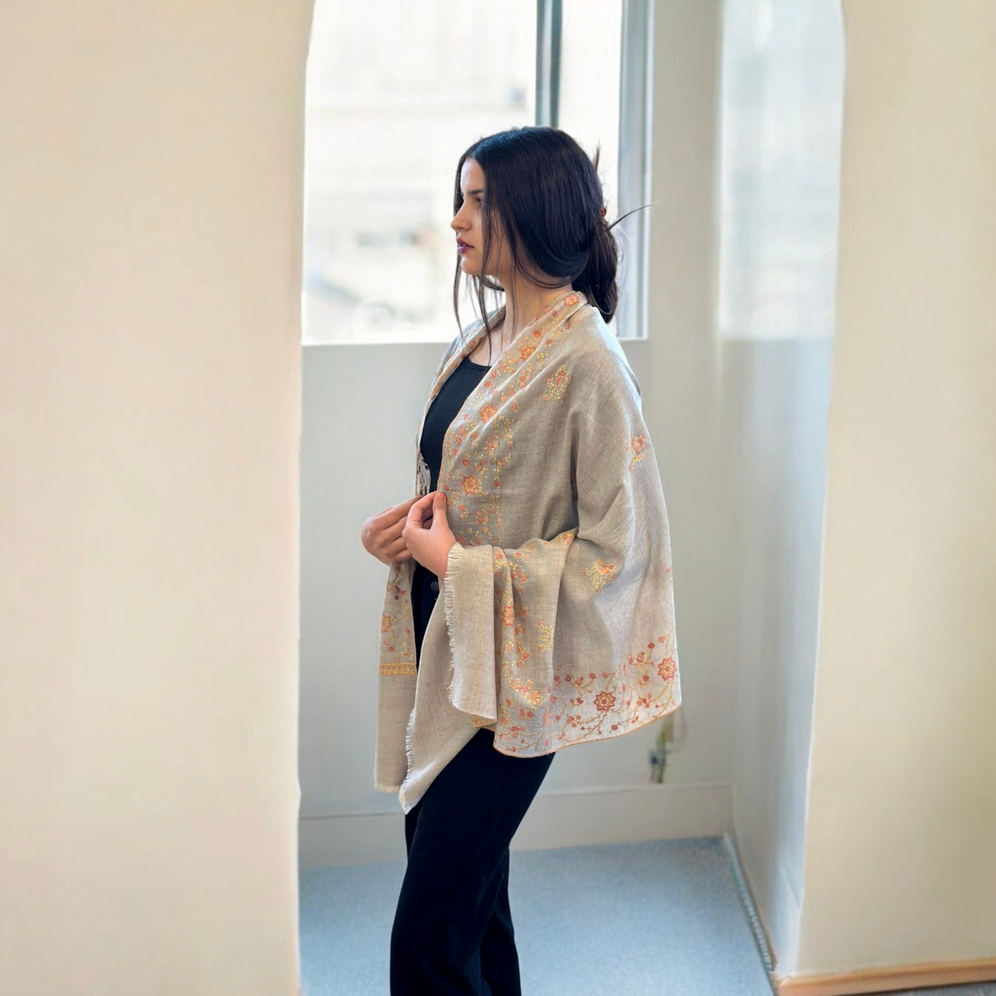 Ethereal Natural Handwoven Pashmina