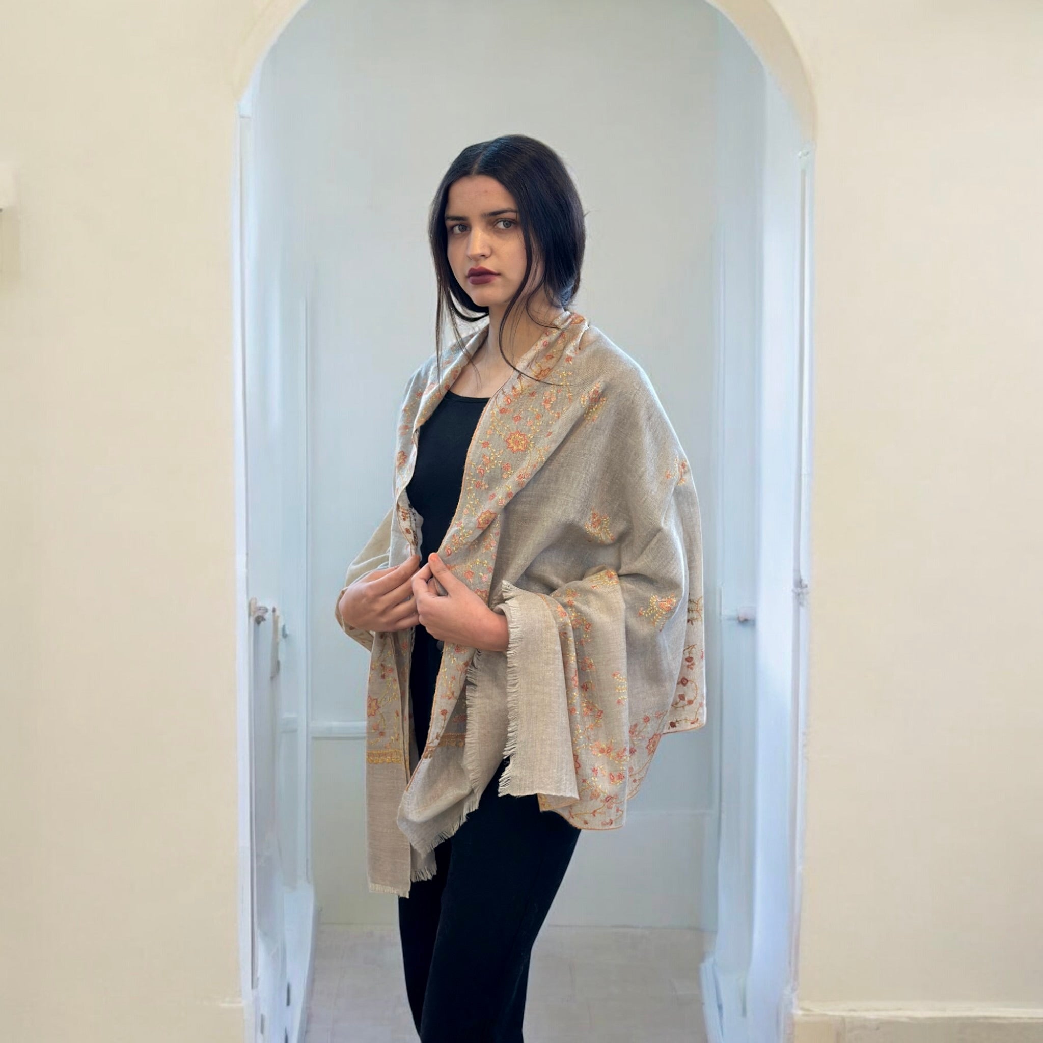 Ethereal Natural Handwoven Pashmina