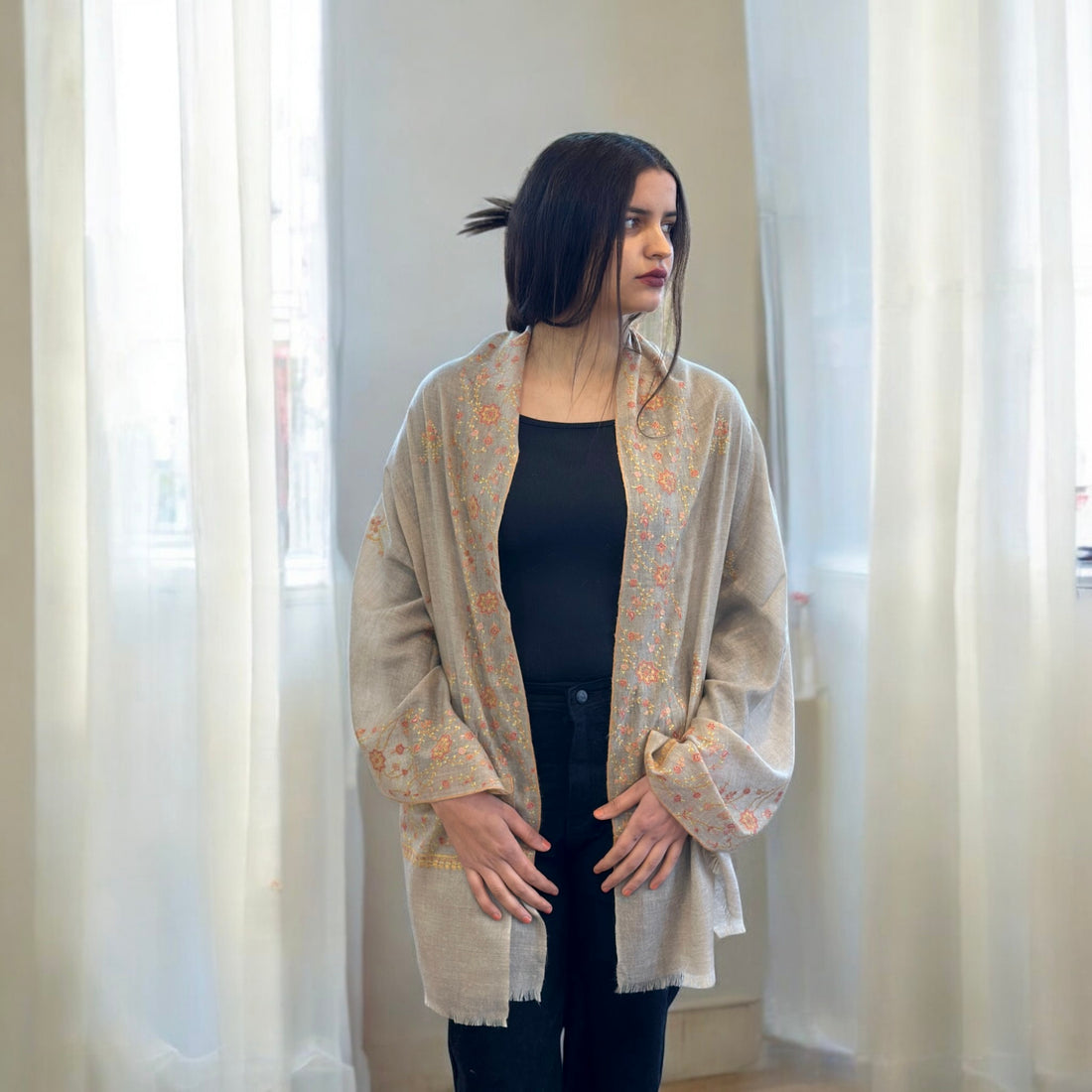 Ethereal Natural Handwoven Pashmina