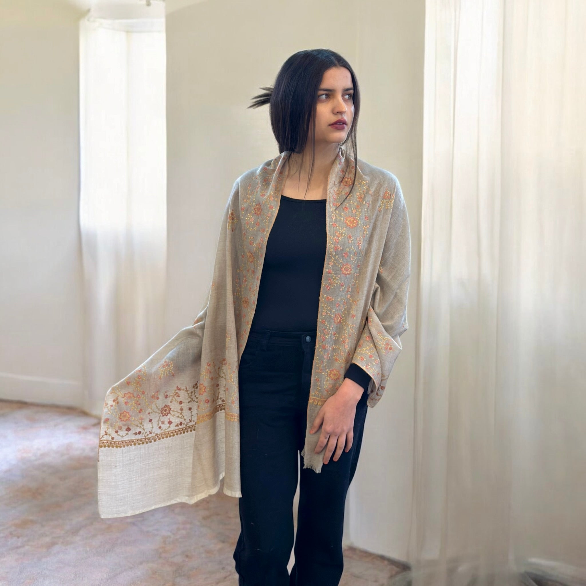Ethereal Natural Handwoven Pashmina