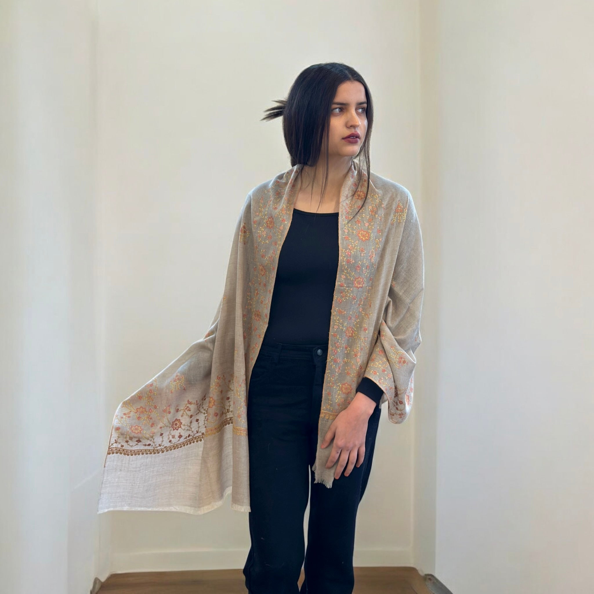 Ethereal Natural Handwoven Pashmina