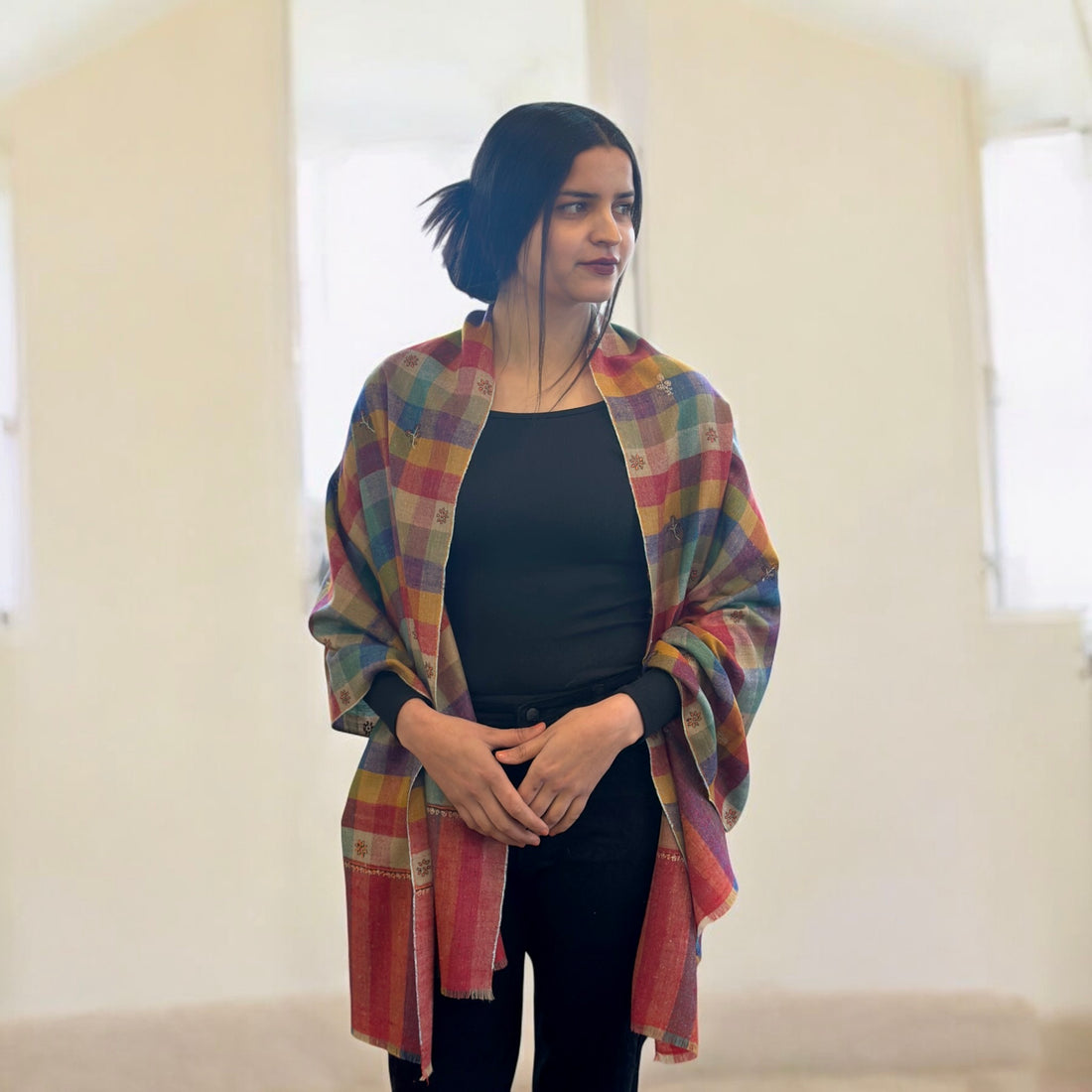 Prismatic Bloom Buti Dar Pashmina Stole