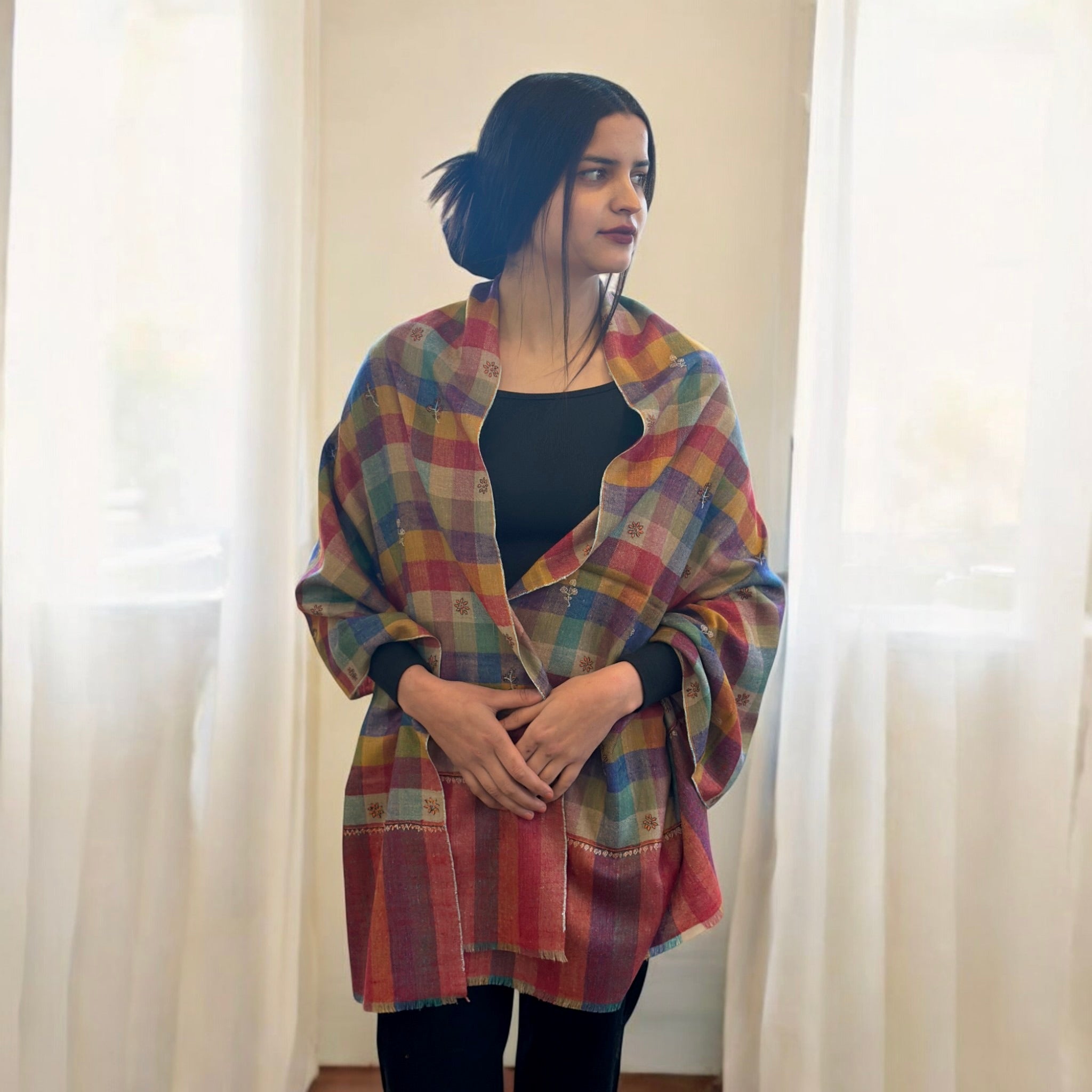 Prismatic Bloom Buti Dar Pashmina Stole