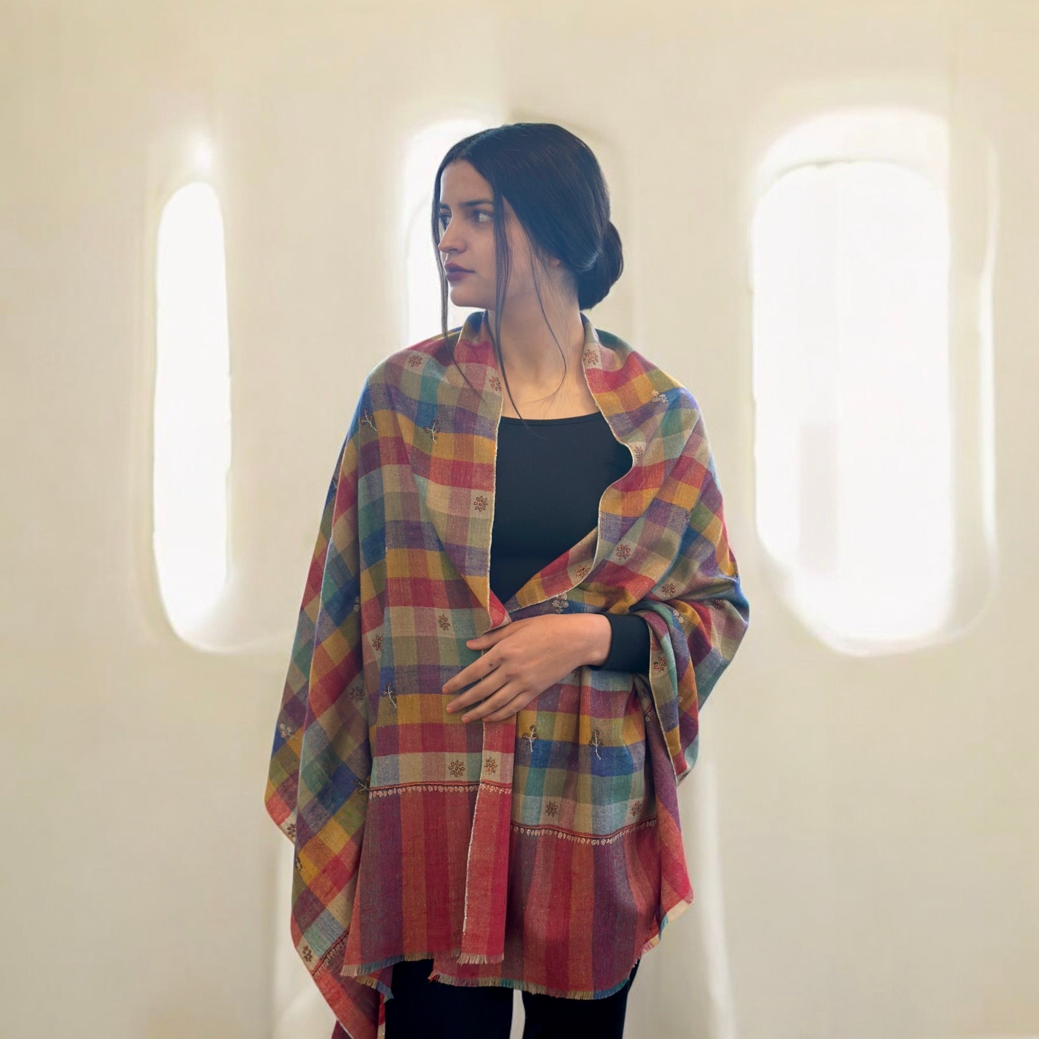 Prismatic Bloom Buti Dar Pashmina Stole