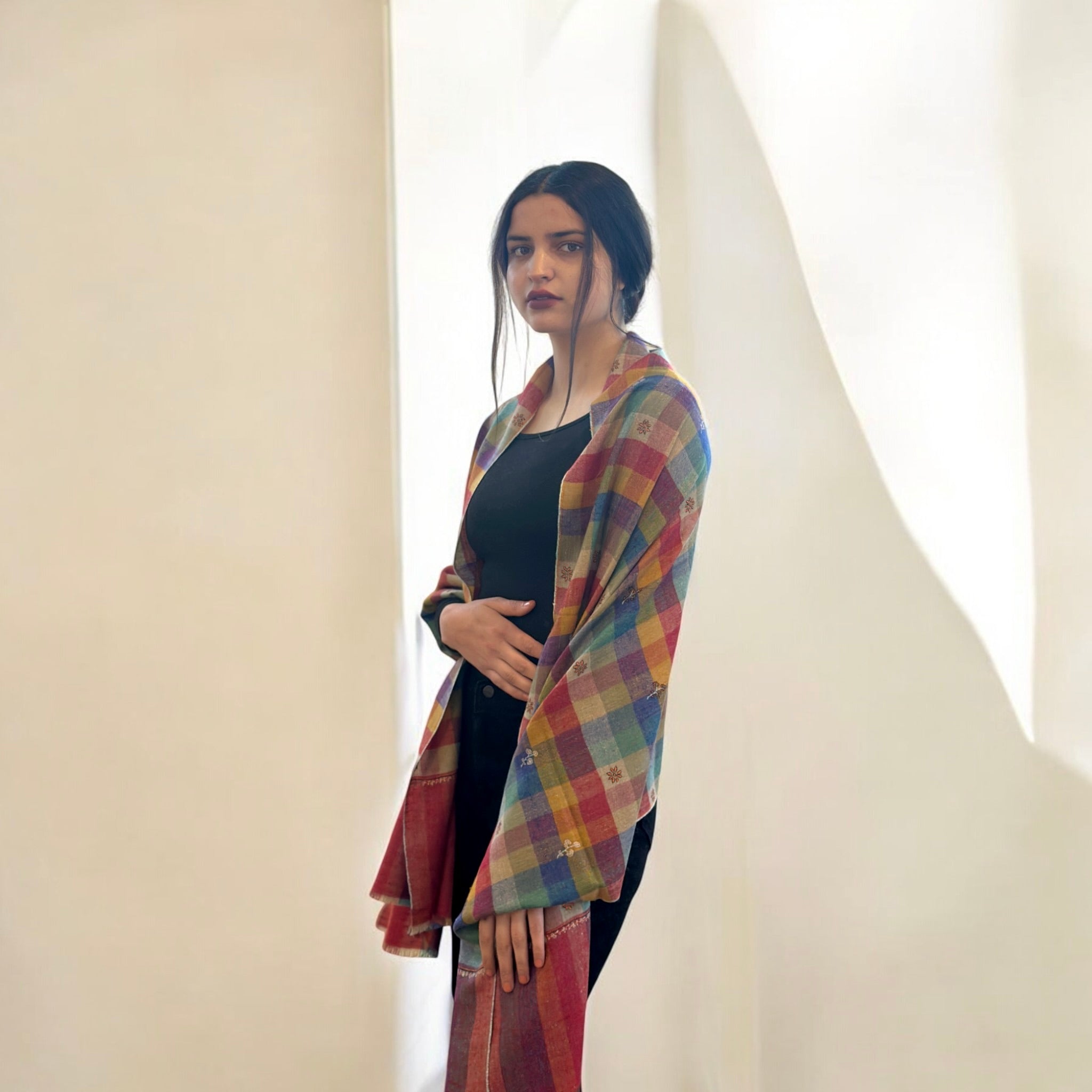 Prismatic Bloom Buti Dar Pashmina Stole