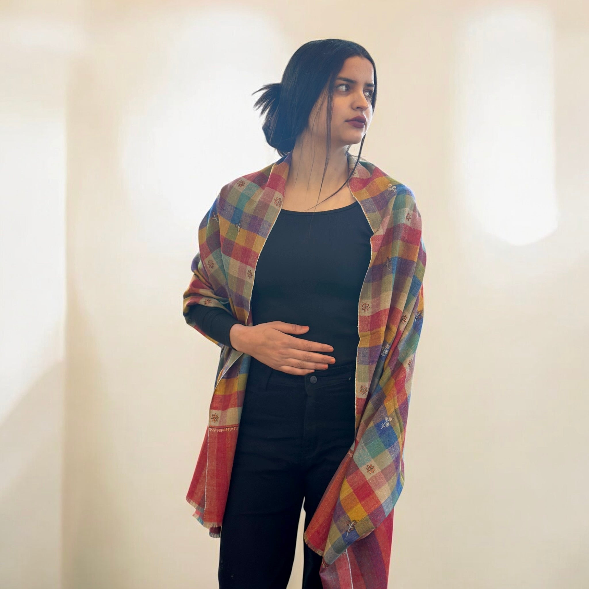 Prismatic Bloom Buti Dar Pashmina Stole