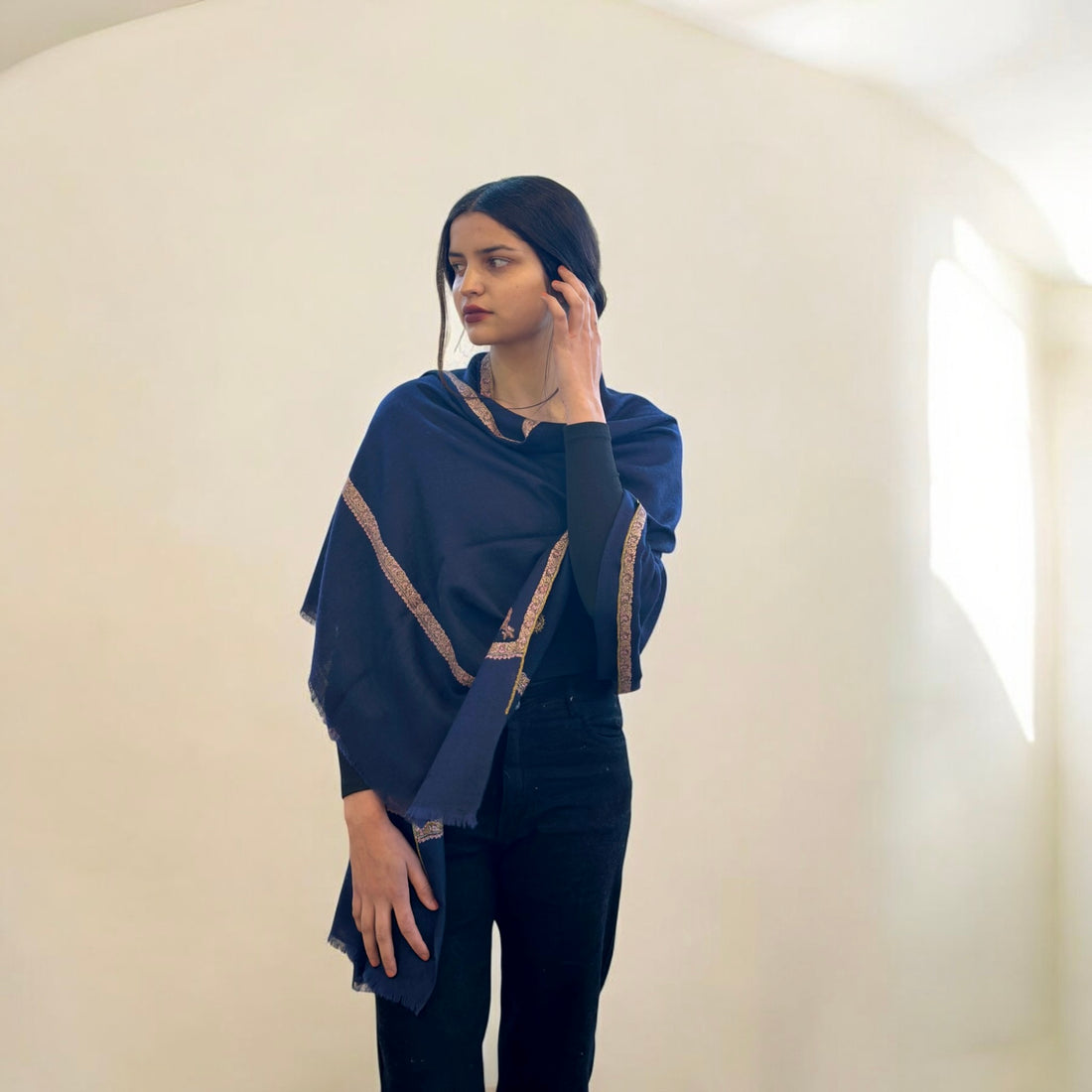 Silver Mist Hashidar Pashmina Stole