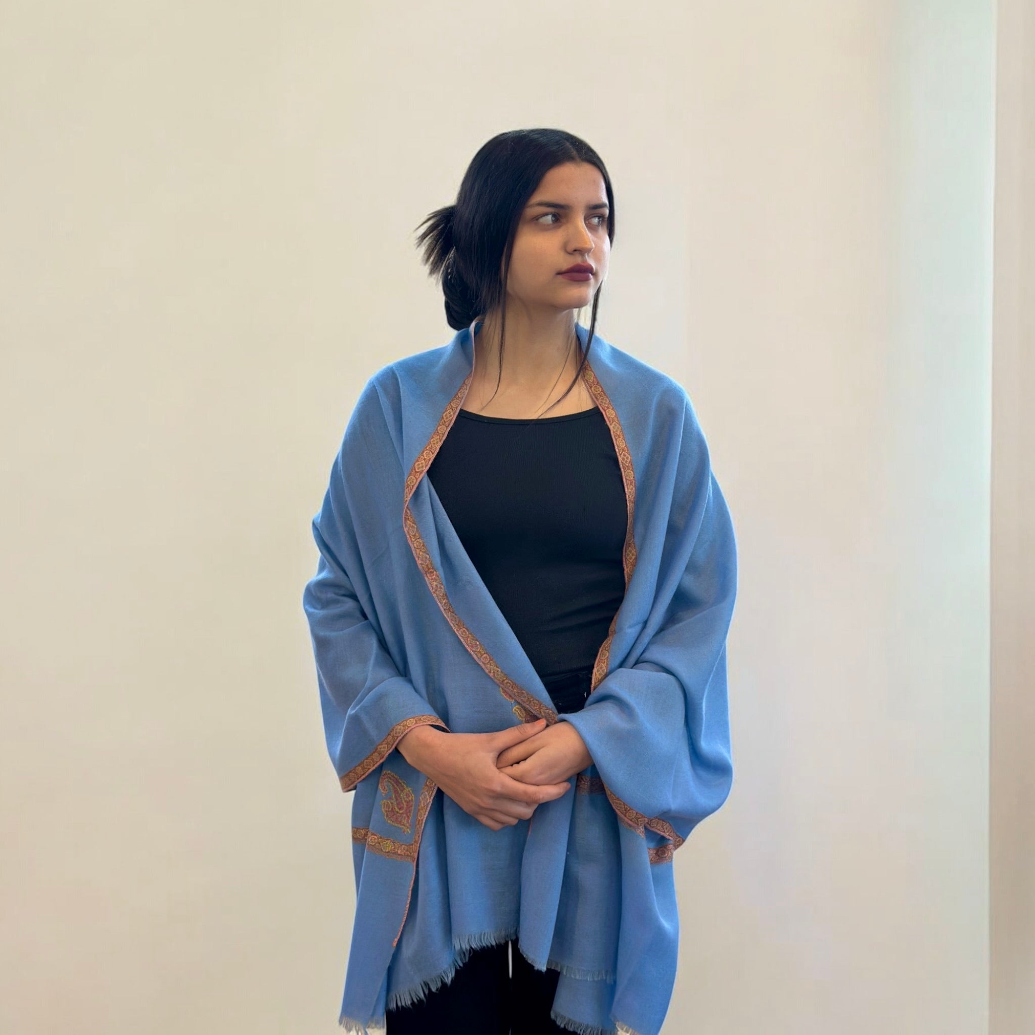 Azure Breeze Hashidar Pashmina Stole