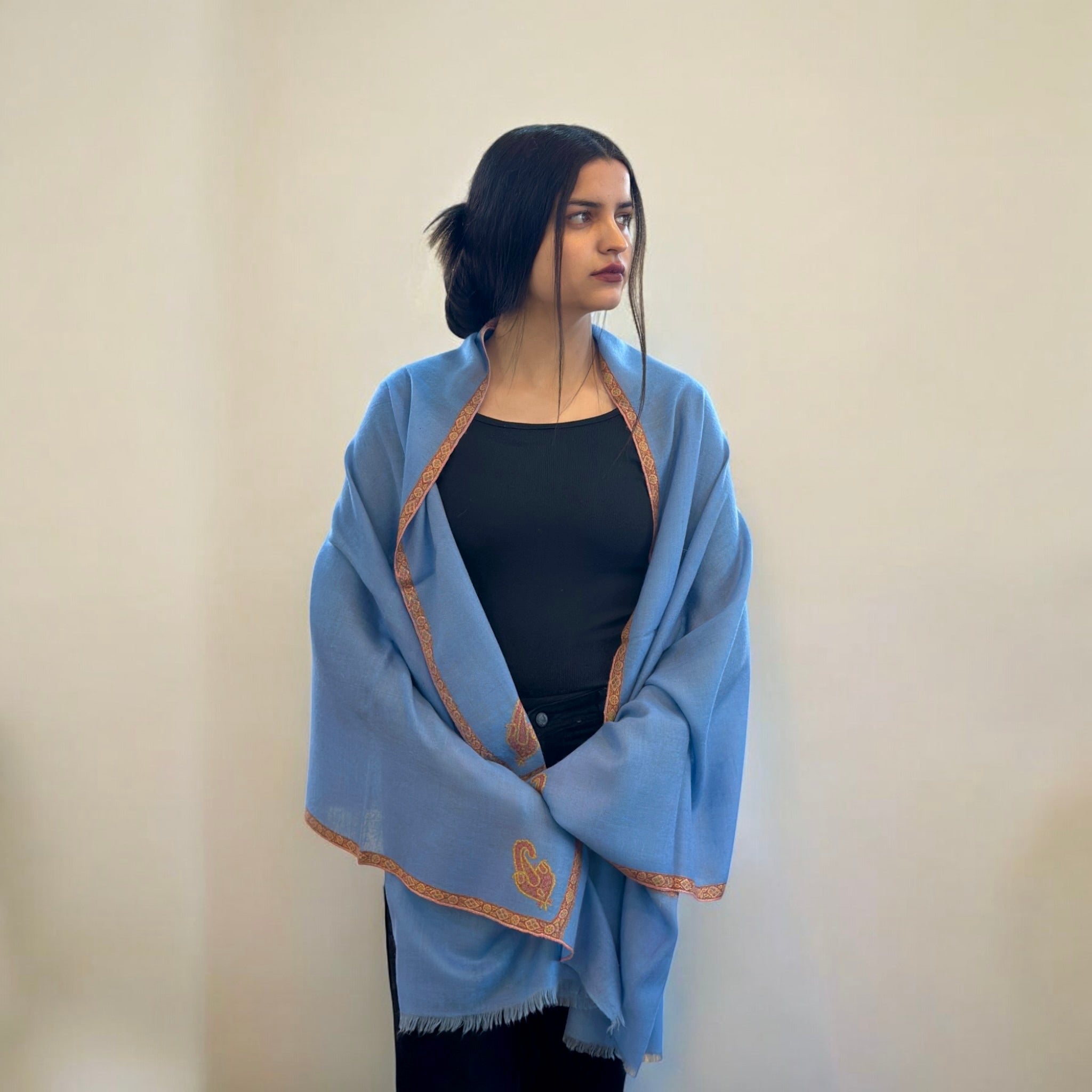 Azure Breeze Hashidar Pashmina Stole