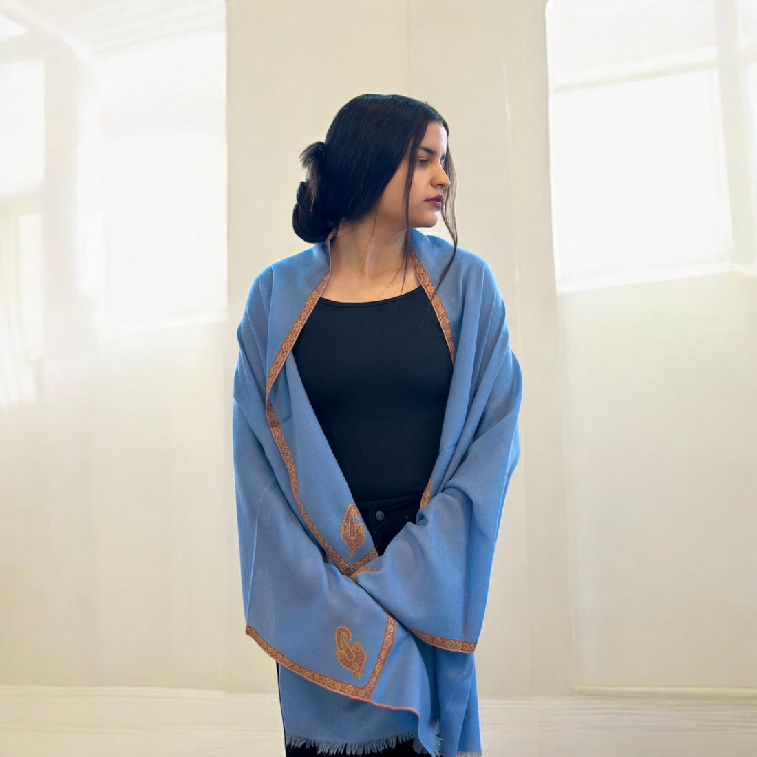 Azure Breeze Hashidar Pashmina Stole