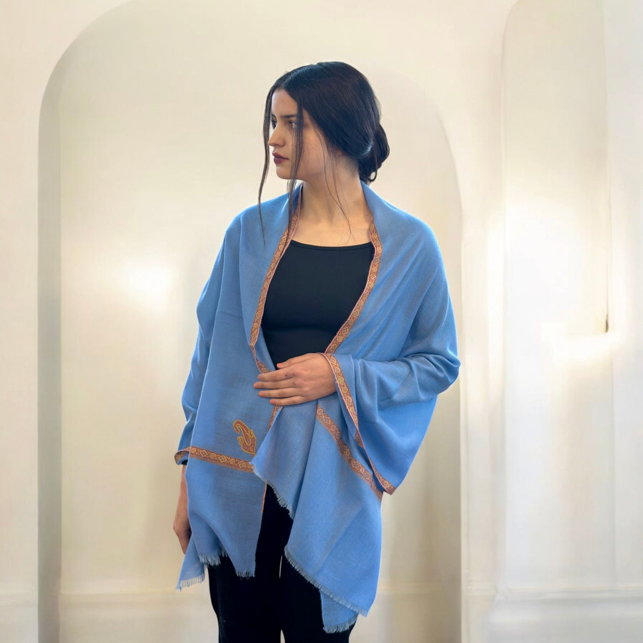 Azure Breeze Hashidar Pashmina Stole