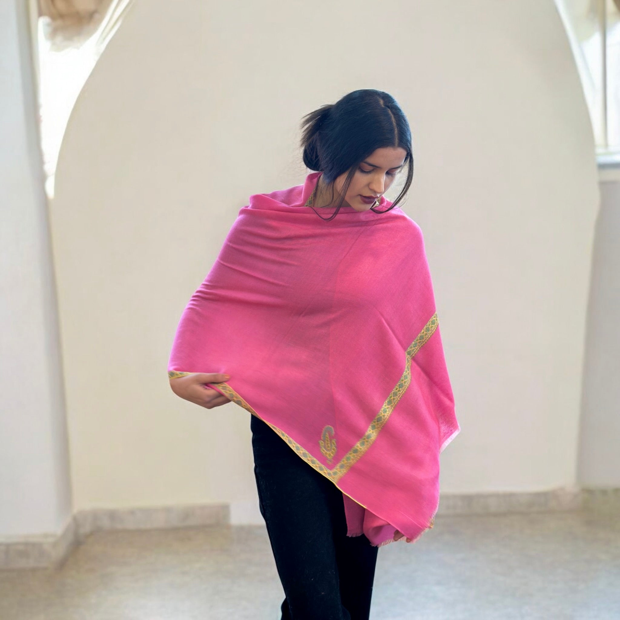 Petal Shower Hashidar Pashmina Stole