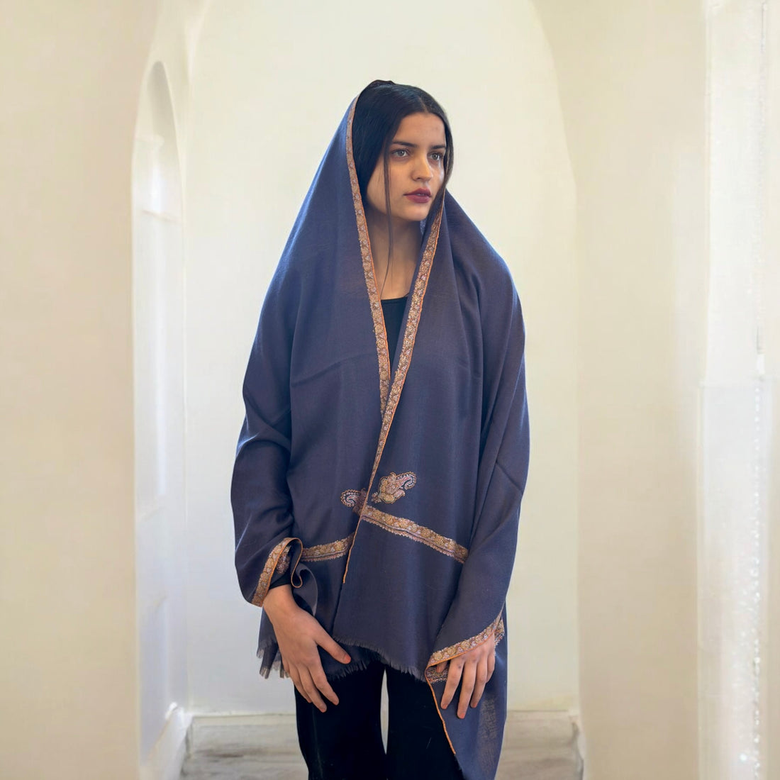 Silver Dawn Hashidar Pashmina Stole