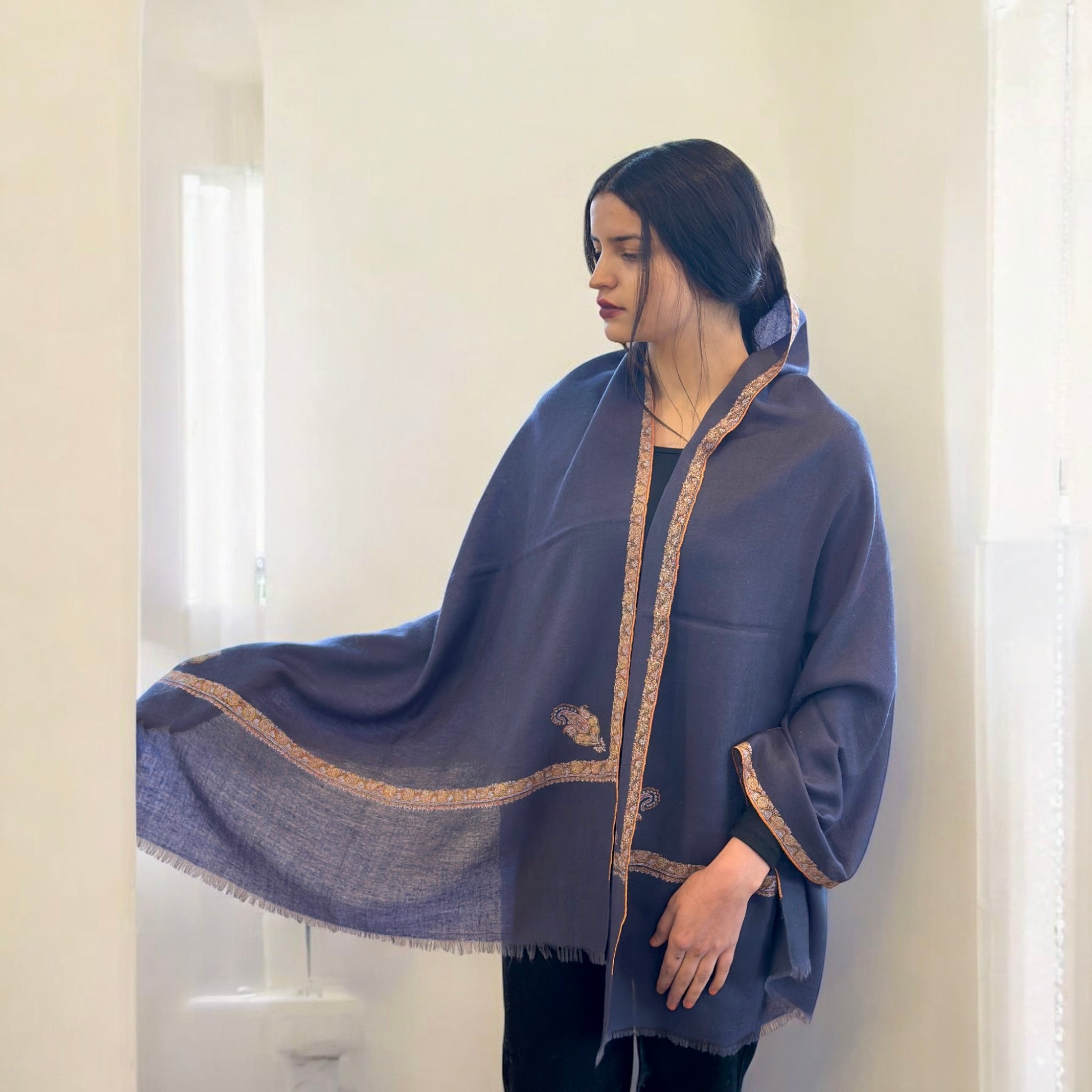 Silver Dawn Hashidar Pashmina Stole