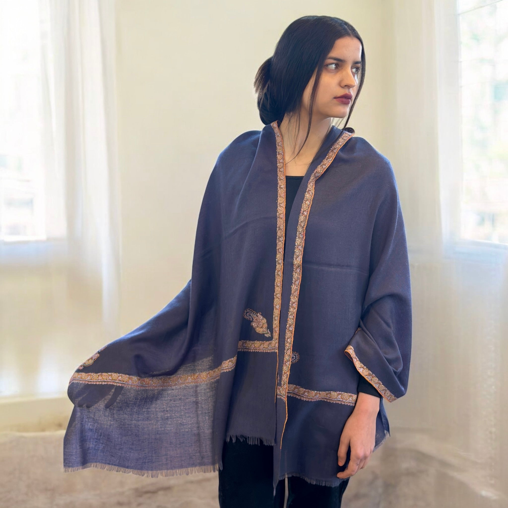 Silver Dawn Hashidar Pashmina Stole