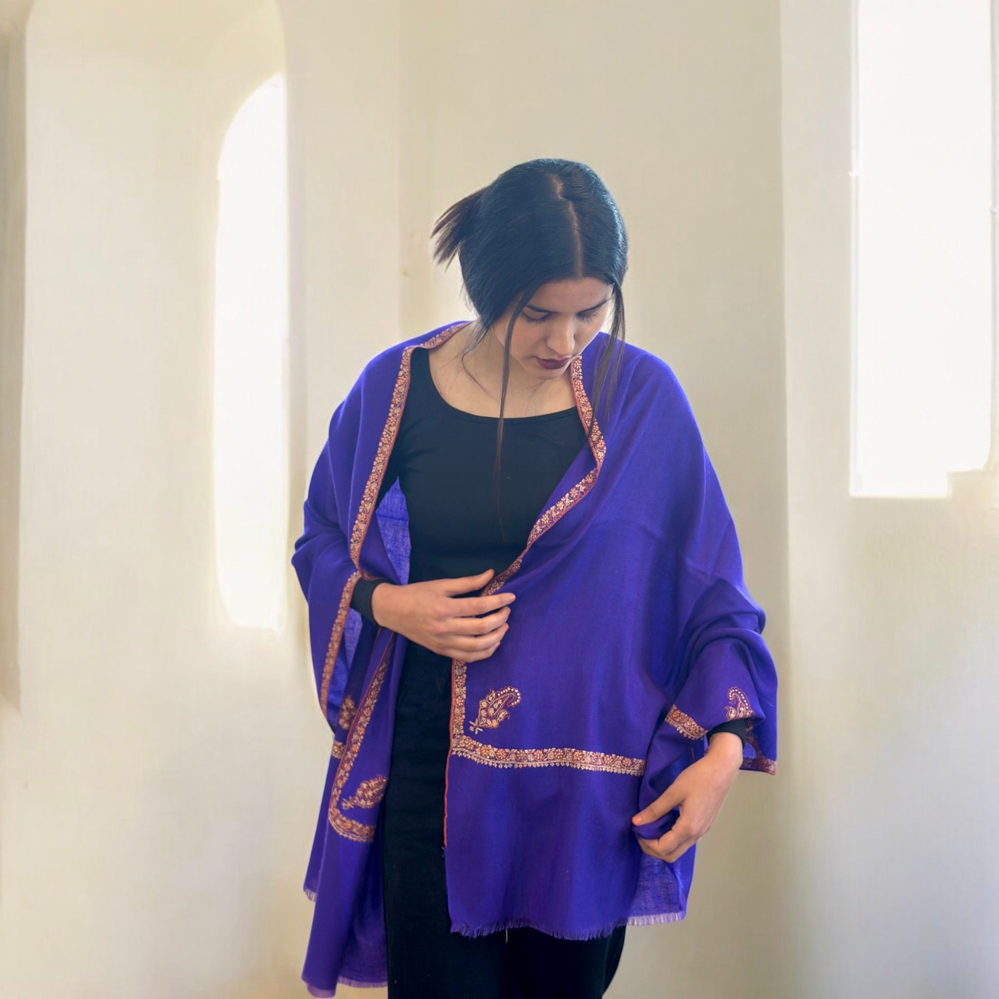 Amethyst Reverie Hashidar Pashmina Stole