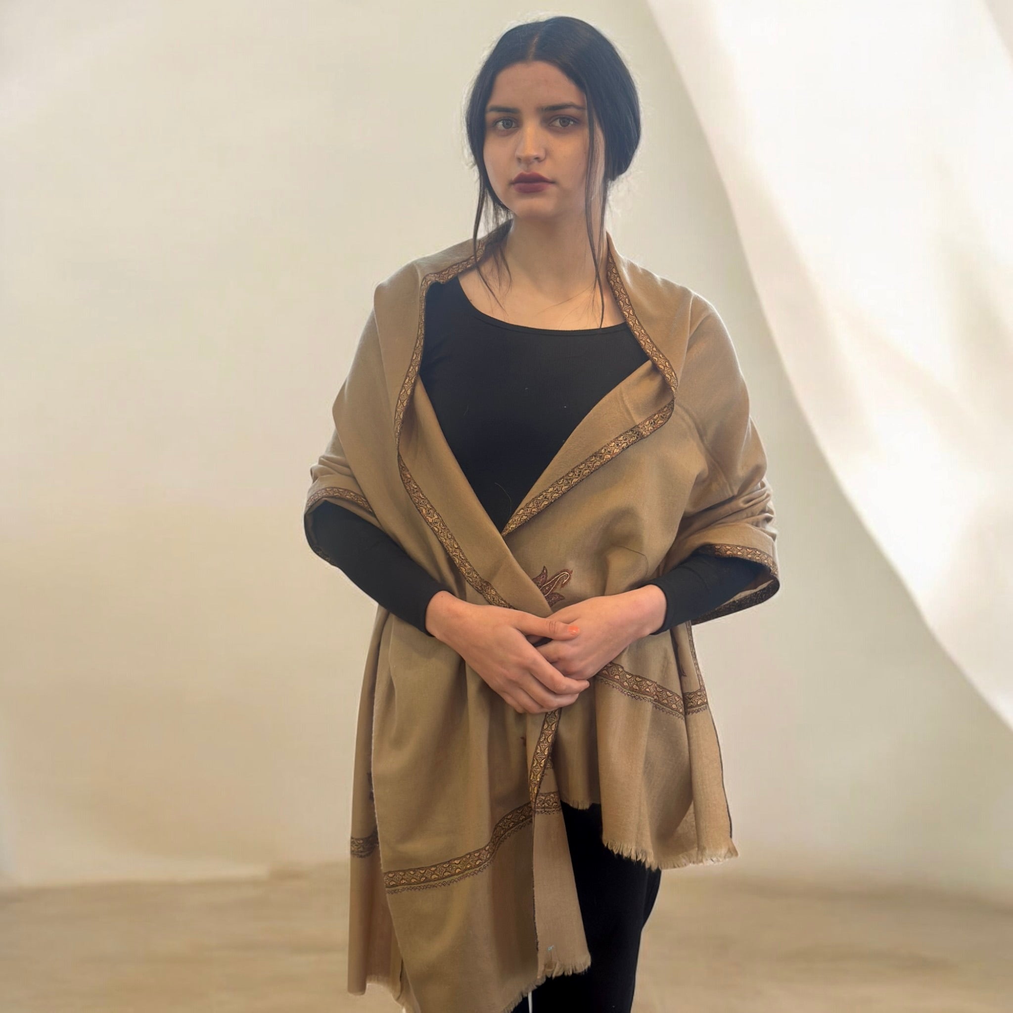 Caramel Mist Hashidar Pashmina Stole