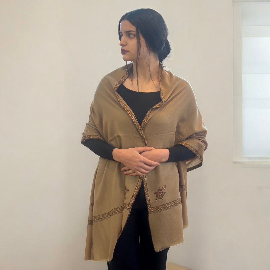 Caramel Mist Hashidar Pashmina Stole