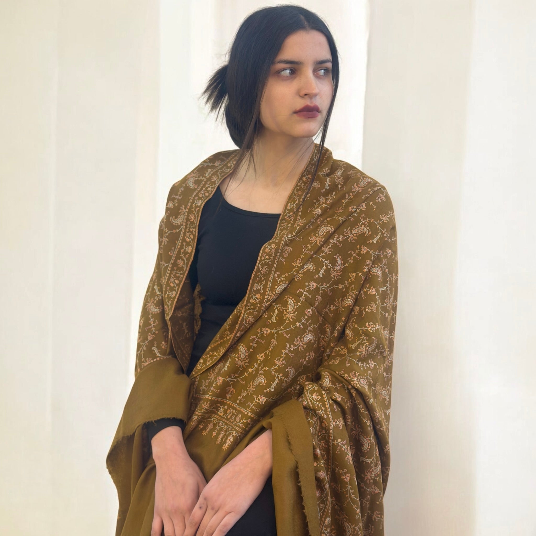 The Mustard Suncatch Jaal Pashmina