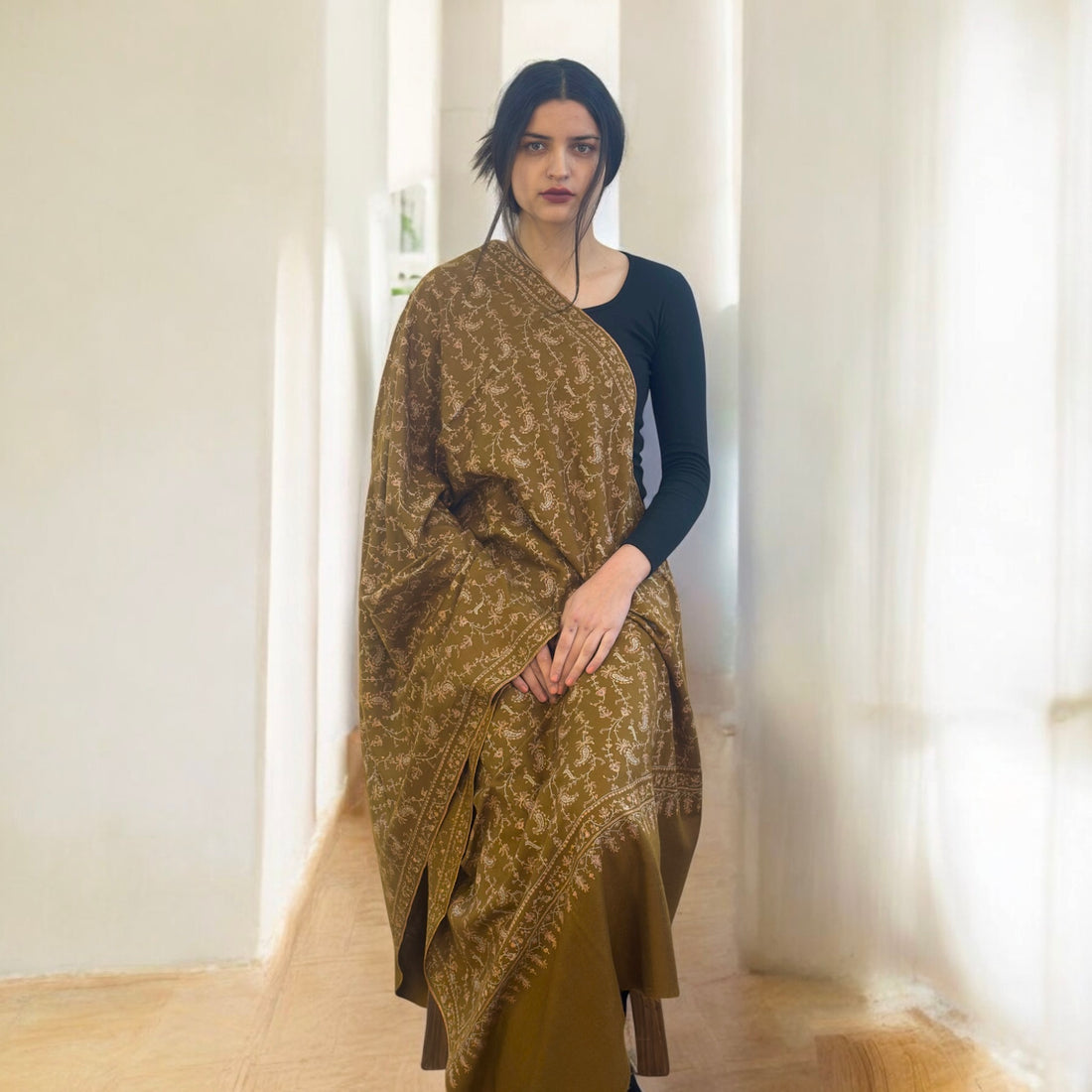 The Mustard Suncatch Jaal Pashmina