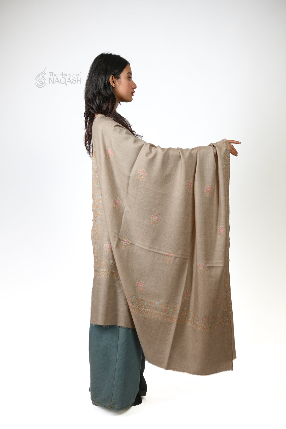 Neutral Opulence GI Pashmina Shawl