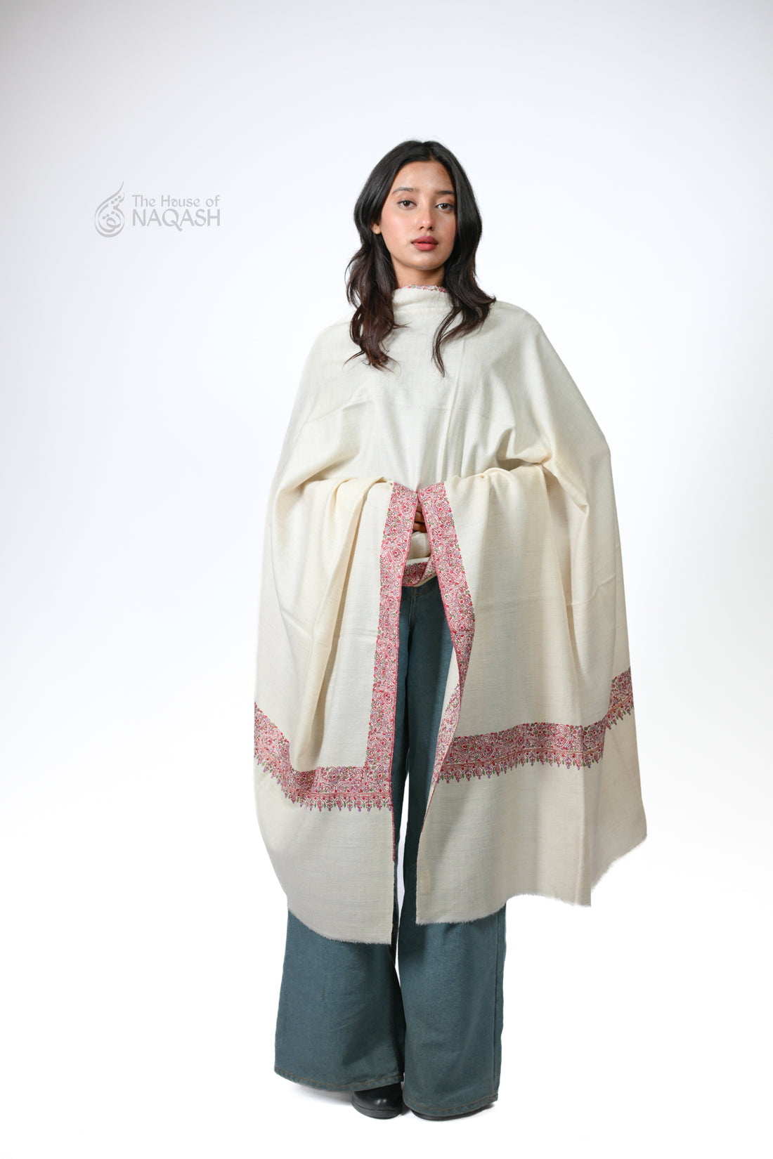 Crystal Cascade Hand-Embroidered GI Pashmina Shawl