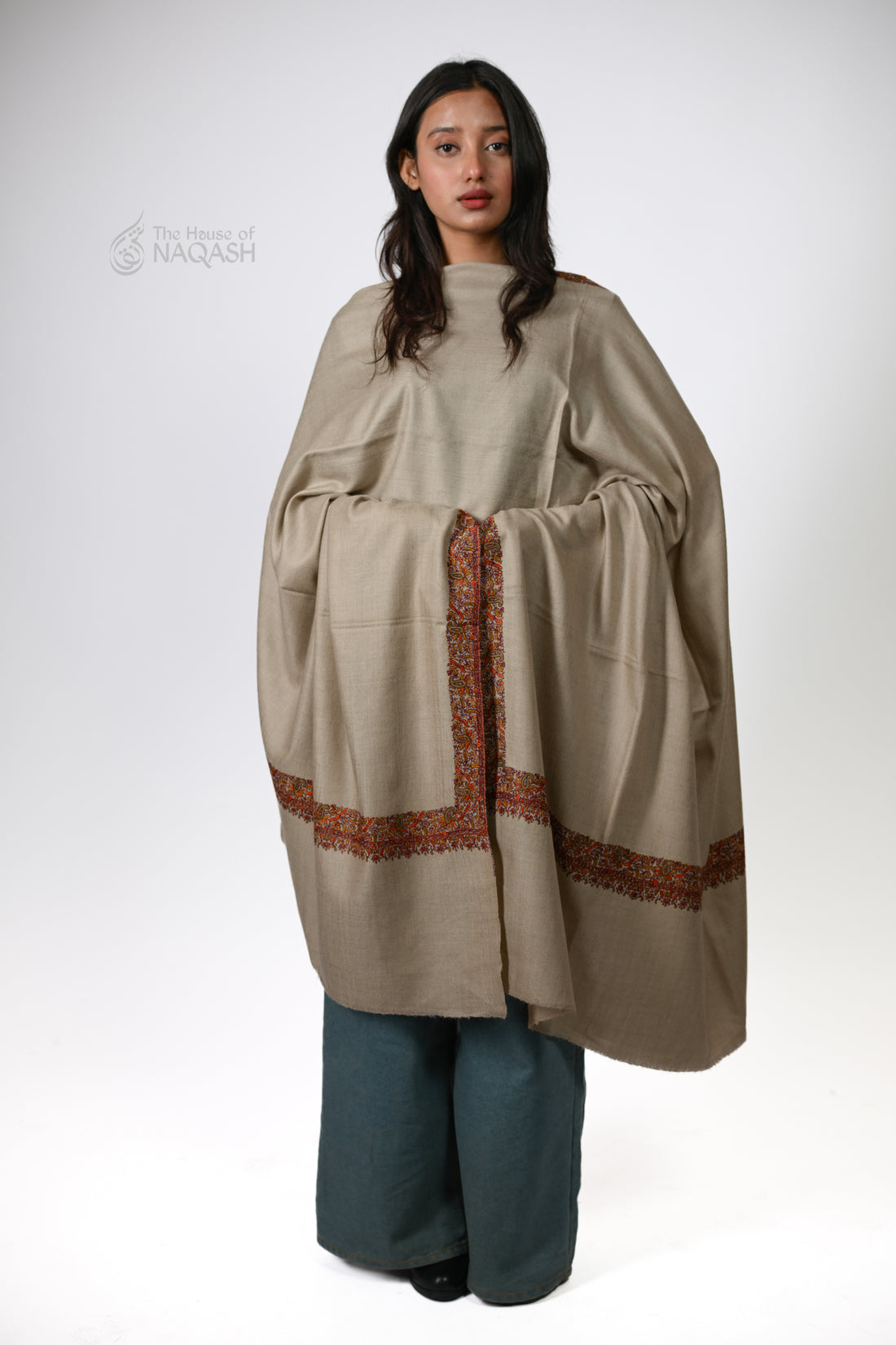 Mocha Silk Wrap GI Pashmina Shawl