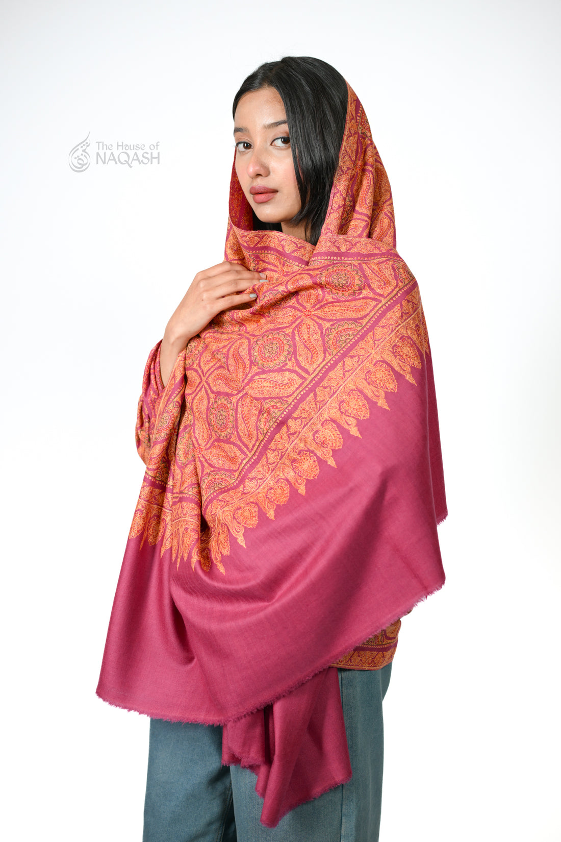 Arghawan Paisley Hand Embroidered Sozni Jamawar Shawl