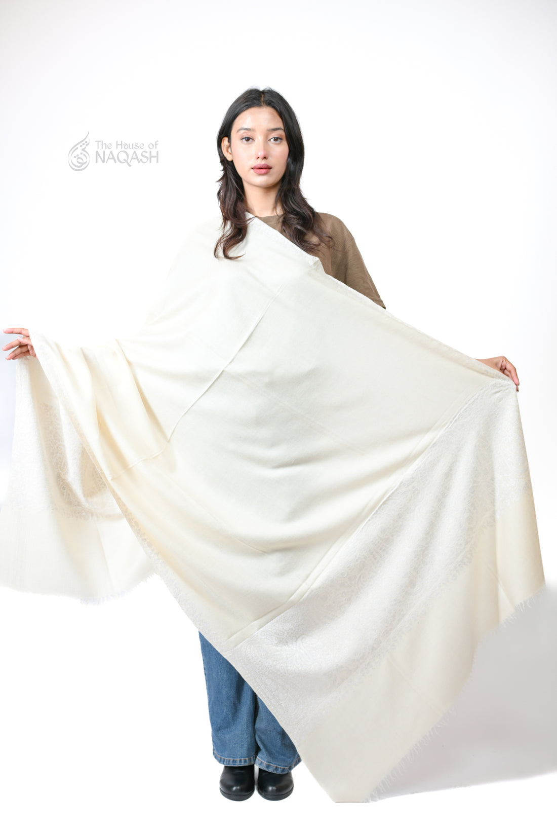 Deep Drift Hand Embroidered GI Pashmina Shawl