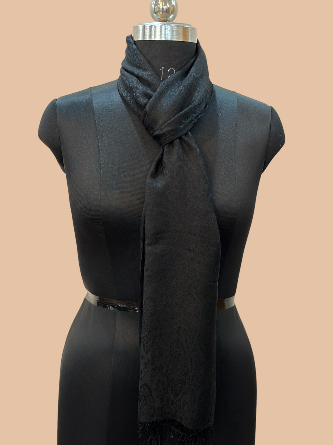 Black silk-blend wrap