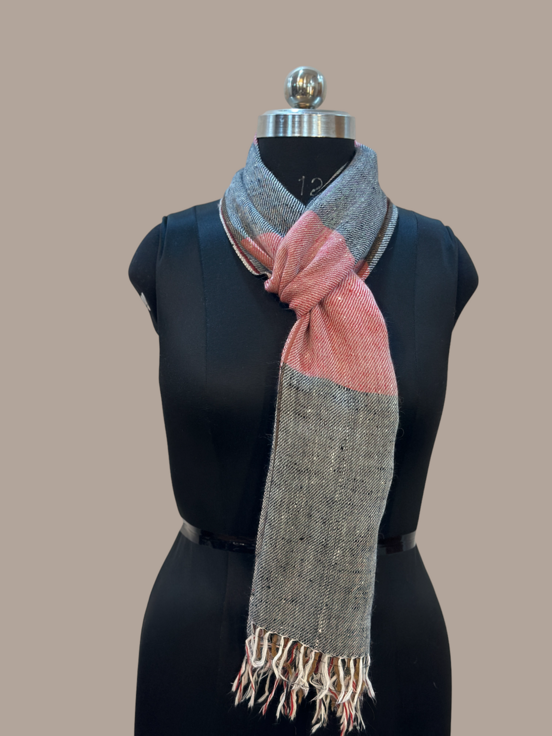 Charcoal and Scarlet Scarf