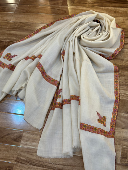 Ivory GI Hashidar Cashmere Shawl