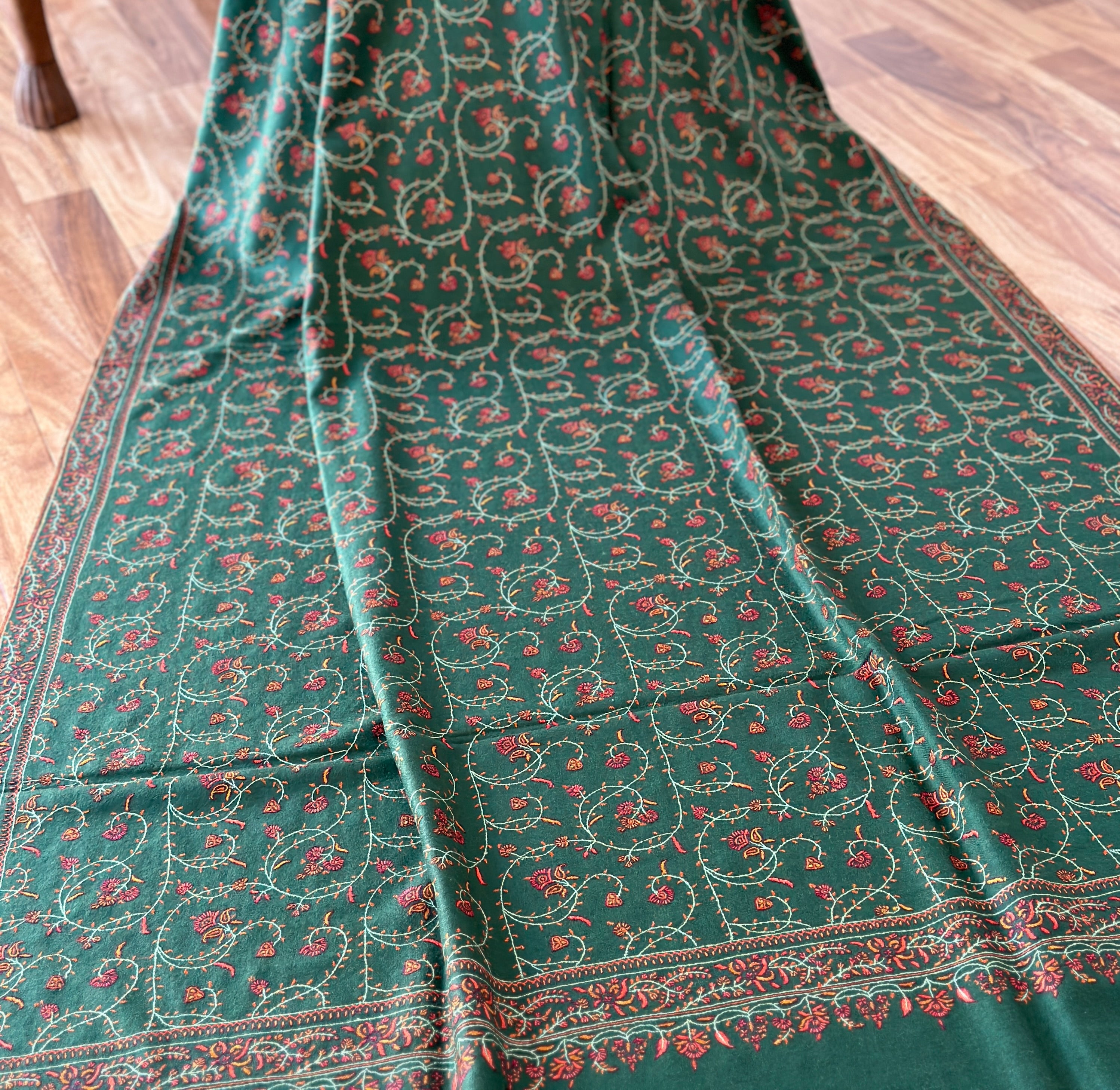 Sage Green Jaalidar GI Pashmina Shawl