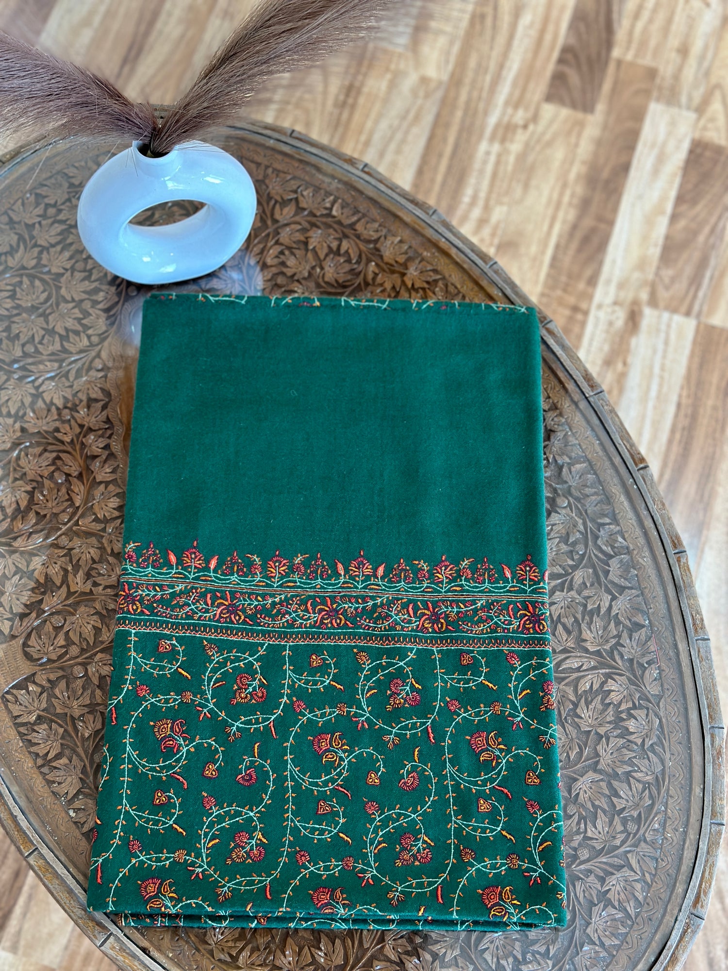 Sage Green Jaalidar GI Pashmina Shawl