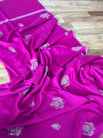 Rich Pink Patterned GI Pashmina Shawl