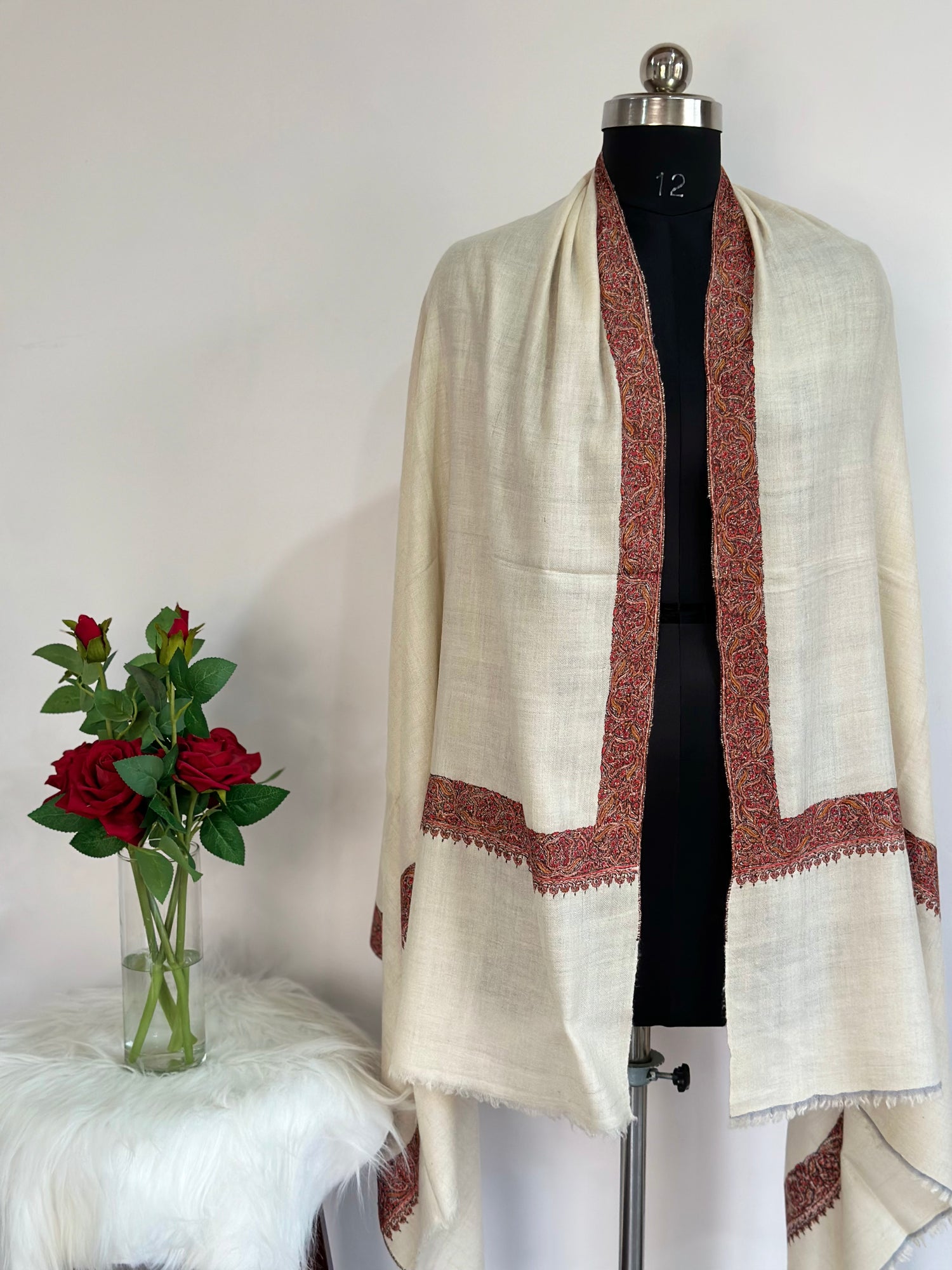 Pearl White GI Pashmina Shawl