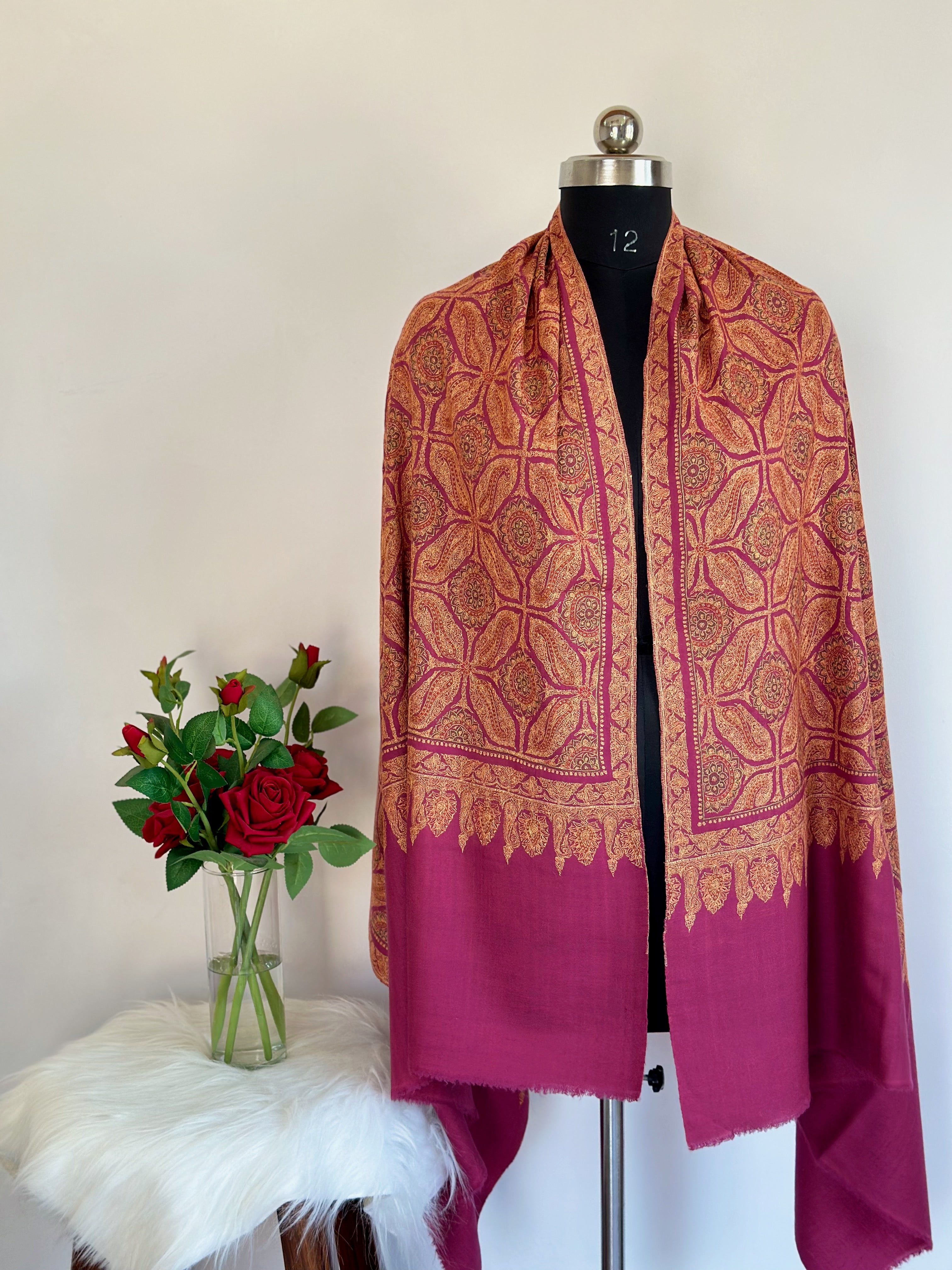 Dusty Rose Drape GI Pashmina Shawl